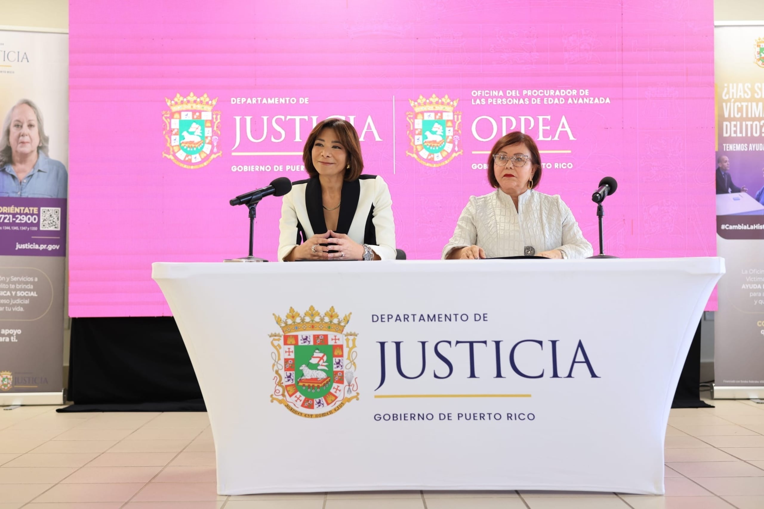 La secretaria de Justicia, Lourdes Gómez Torres, y la procuradora de las Personas de Edad Avanzada, Yolanda Varela Rosa, firmaron un acuerdo interagencial.