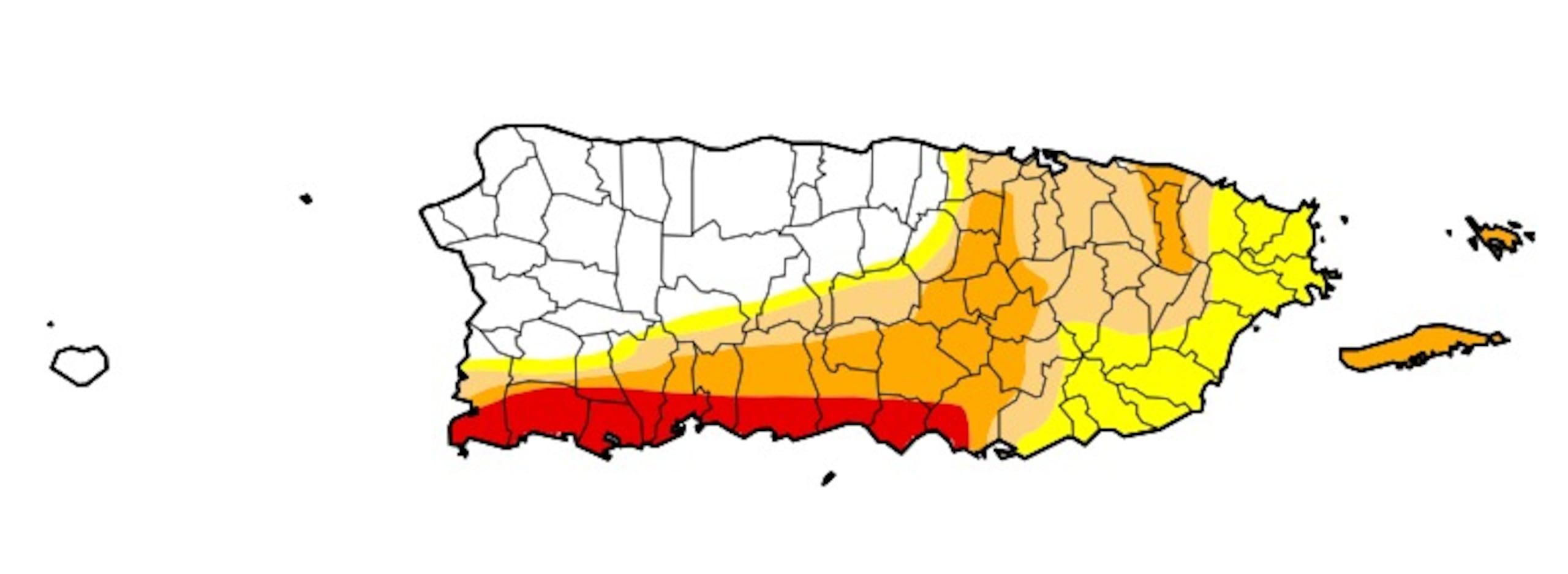 Mapa de sequía en Puerto Rico para el jueves, 8 de octubre.
