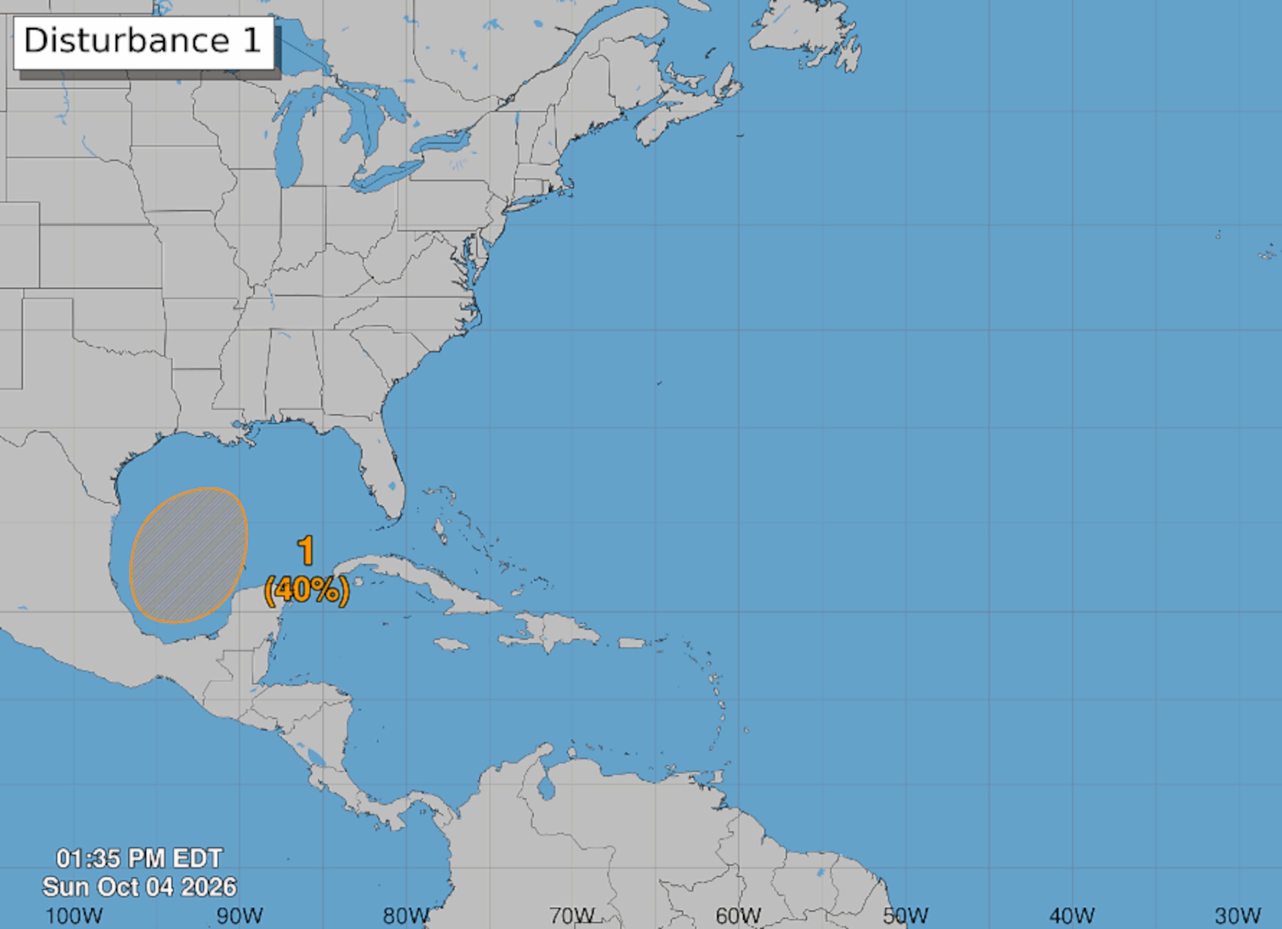 Hay una probabilidad media de desarrollo ciclónico en el golfo para los próximos siete días. (NOAA)
