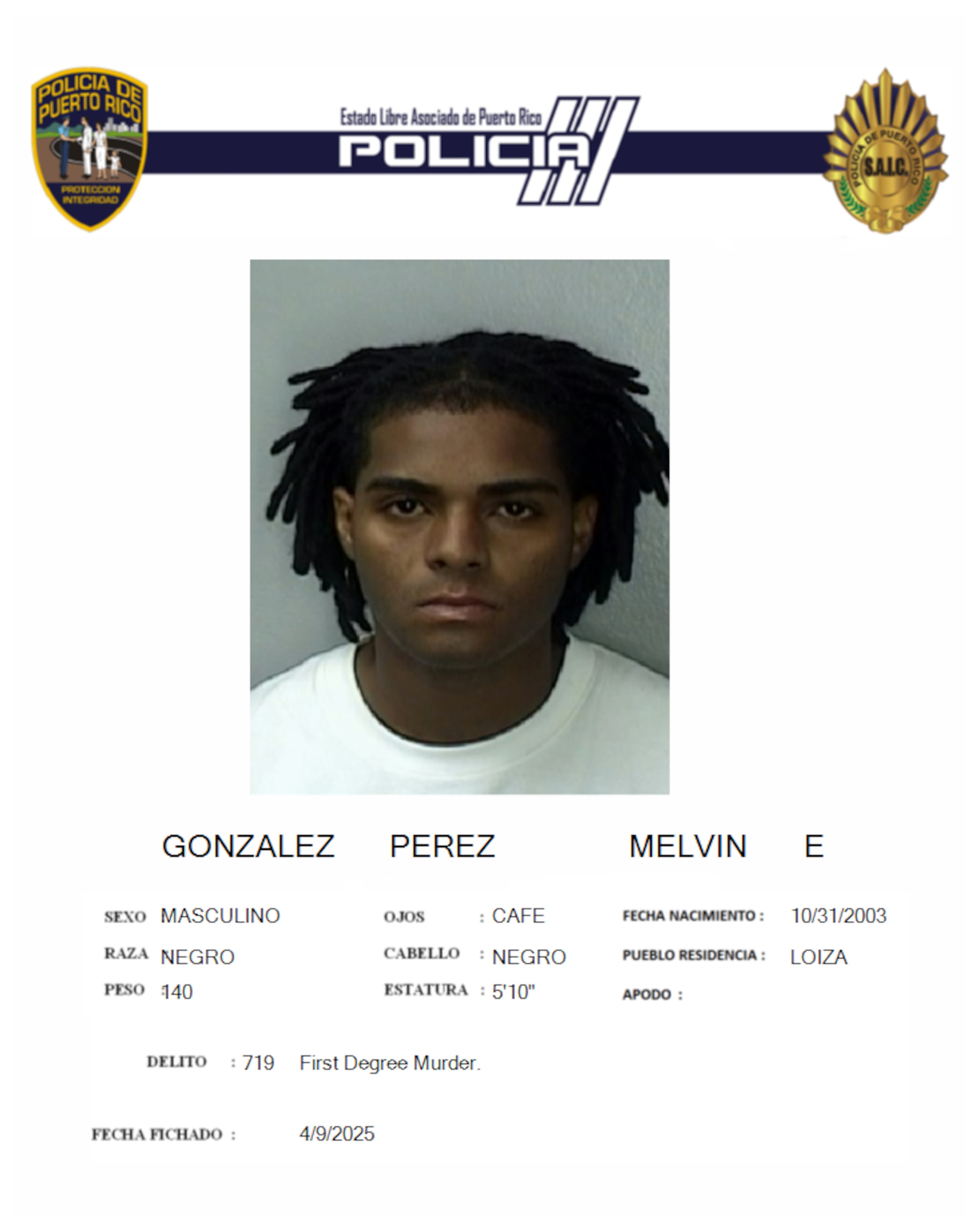 Melvin E. González Pérez, enfrenta cargos por el asesinato de un enfermero en Isla Verde, el 27 de enero de 2025.