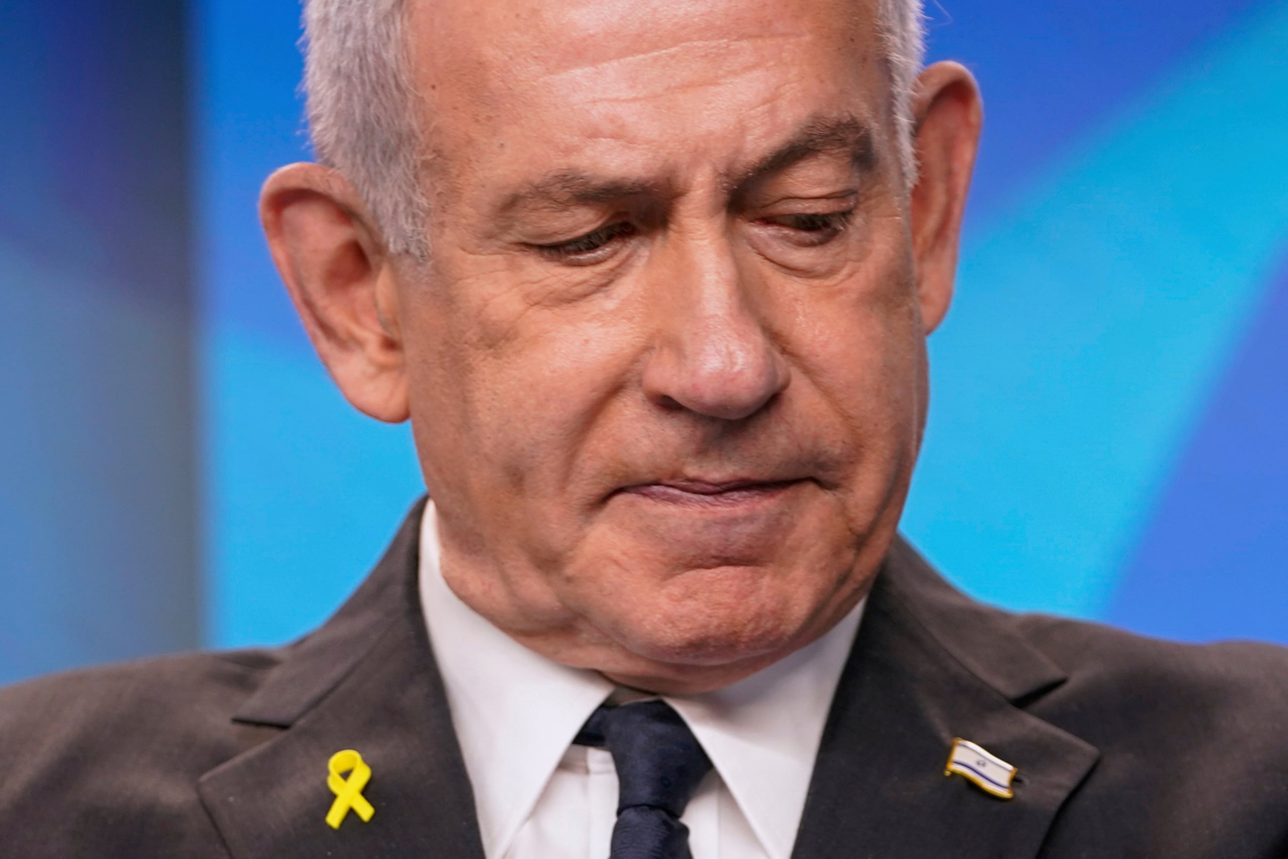 El primer ministro israelí Benjamin Netanyahu en conferencia de prensa en Jerusalén el 15 de septiembre del 2025. (Nathan Howard/Pool Photo via AP)