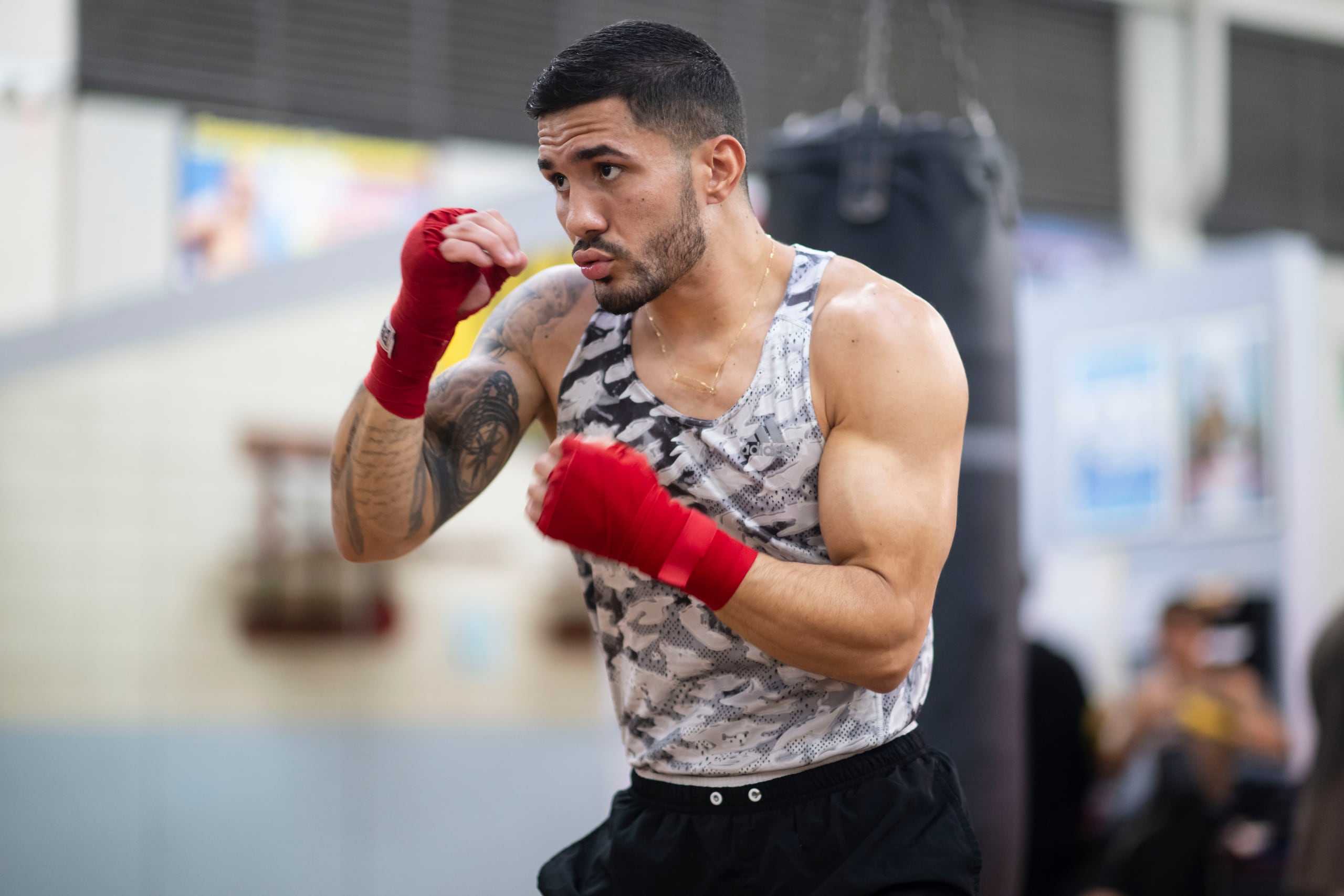 Henry "Moncho" Lebrón en un entrenamiento público en el gimnasio Wilfredo Gómez, en Guaynabo, rumbo a su pelea pautada para el 7 de diciembre en el Coliseo Roberto Clemente.