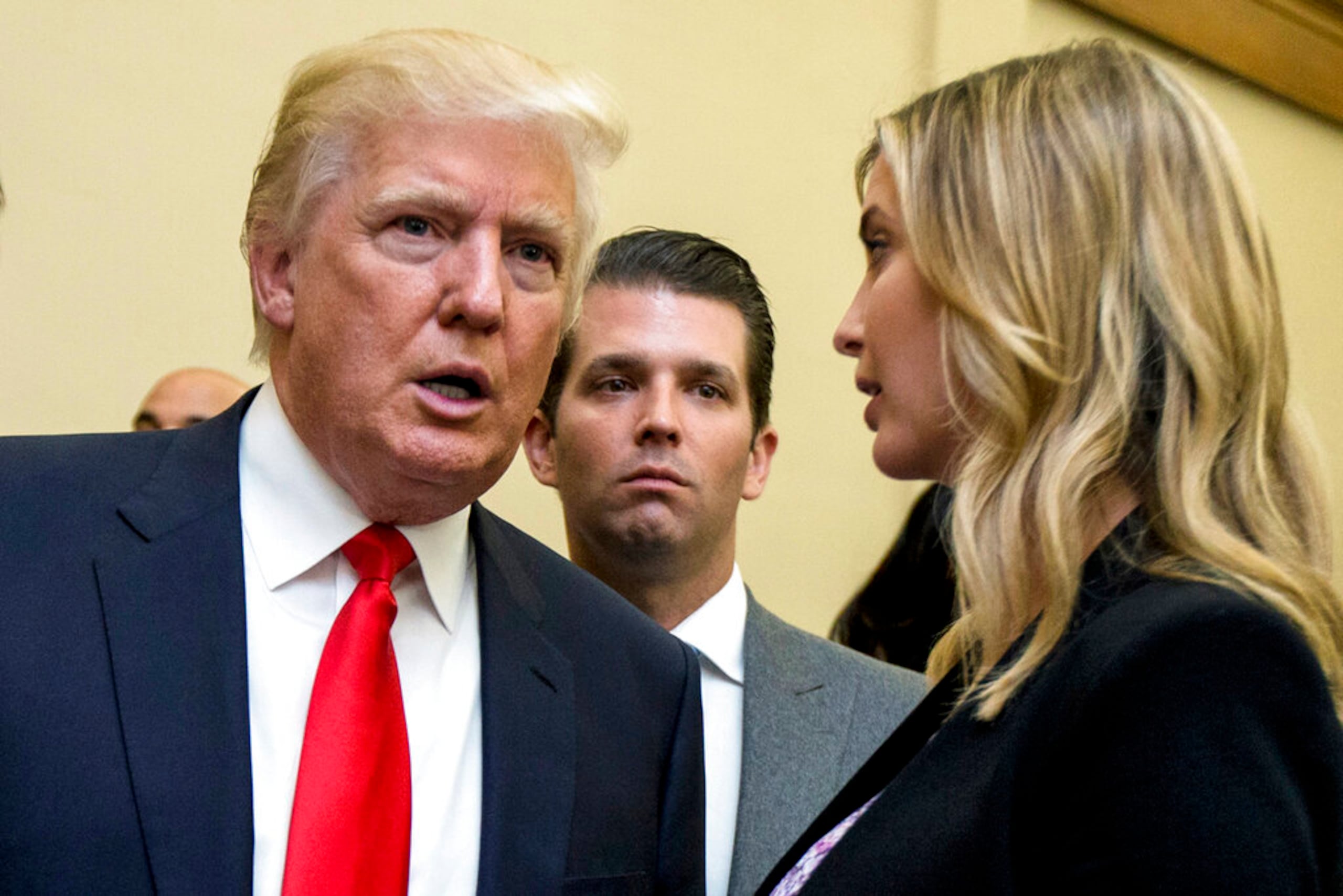 Donald Trump, su hijo Donald Trump Jr., y su hija Ivanka Trump.