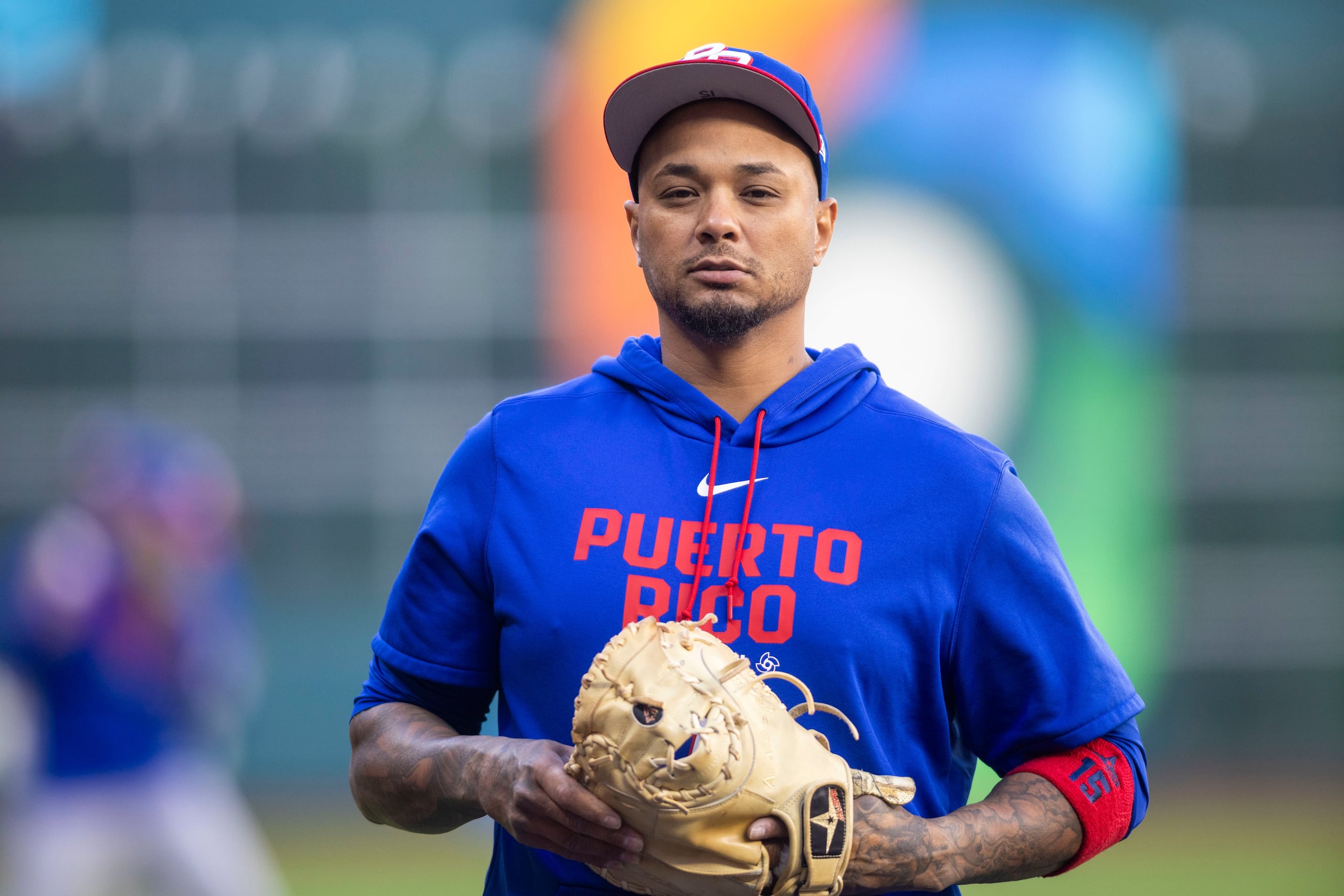 Martín "Machete" Maldonado durante el pasado Clásico Mundial de Béisbol.