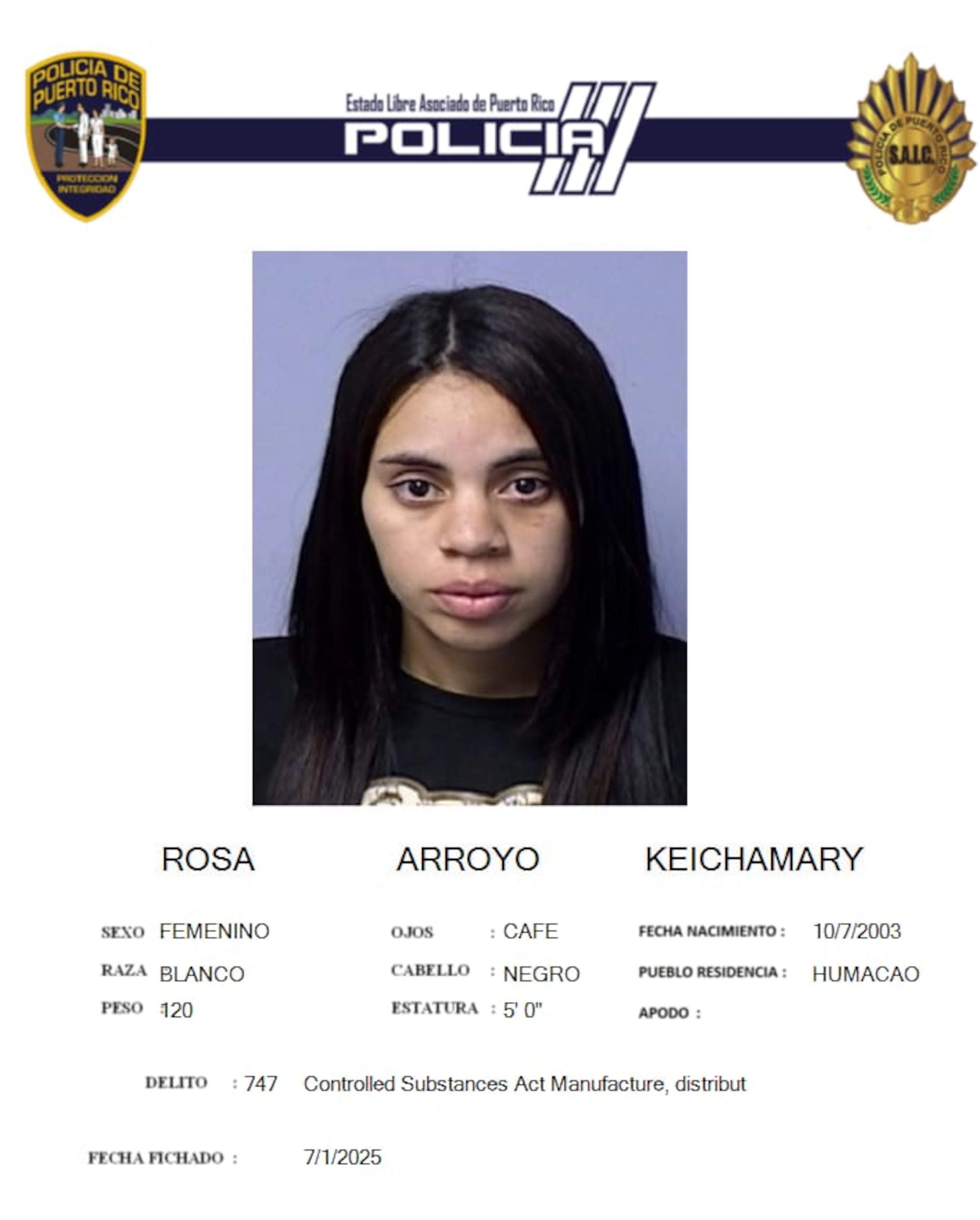 Keichamary Rosa Arroyo, fue acusada por maltrato de menores y violación a la Ley de Sustancias Controladas.
