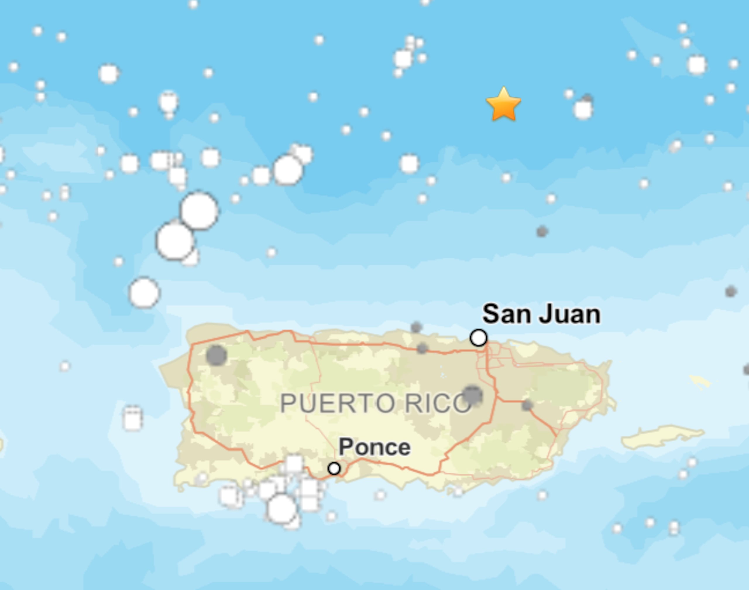 El temblor se reportó a 56 millas al norte de San Juan.
