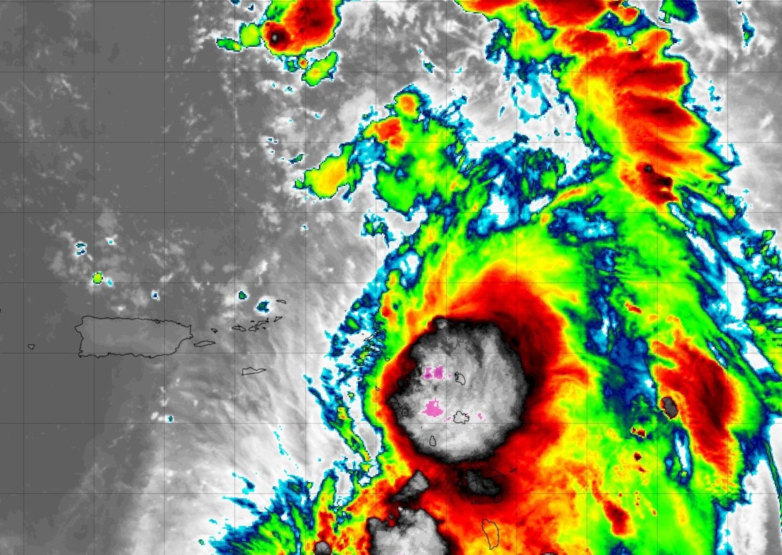 Tormenta tropical Jerry en la mañana del 10 de octubre de 2025.