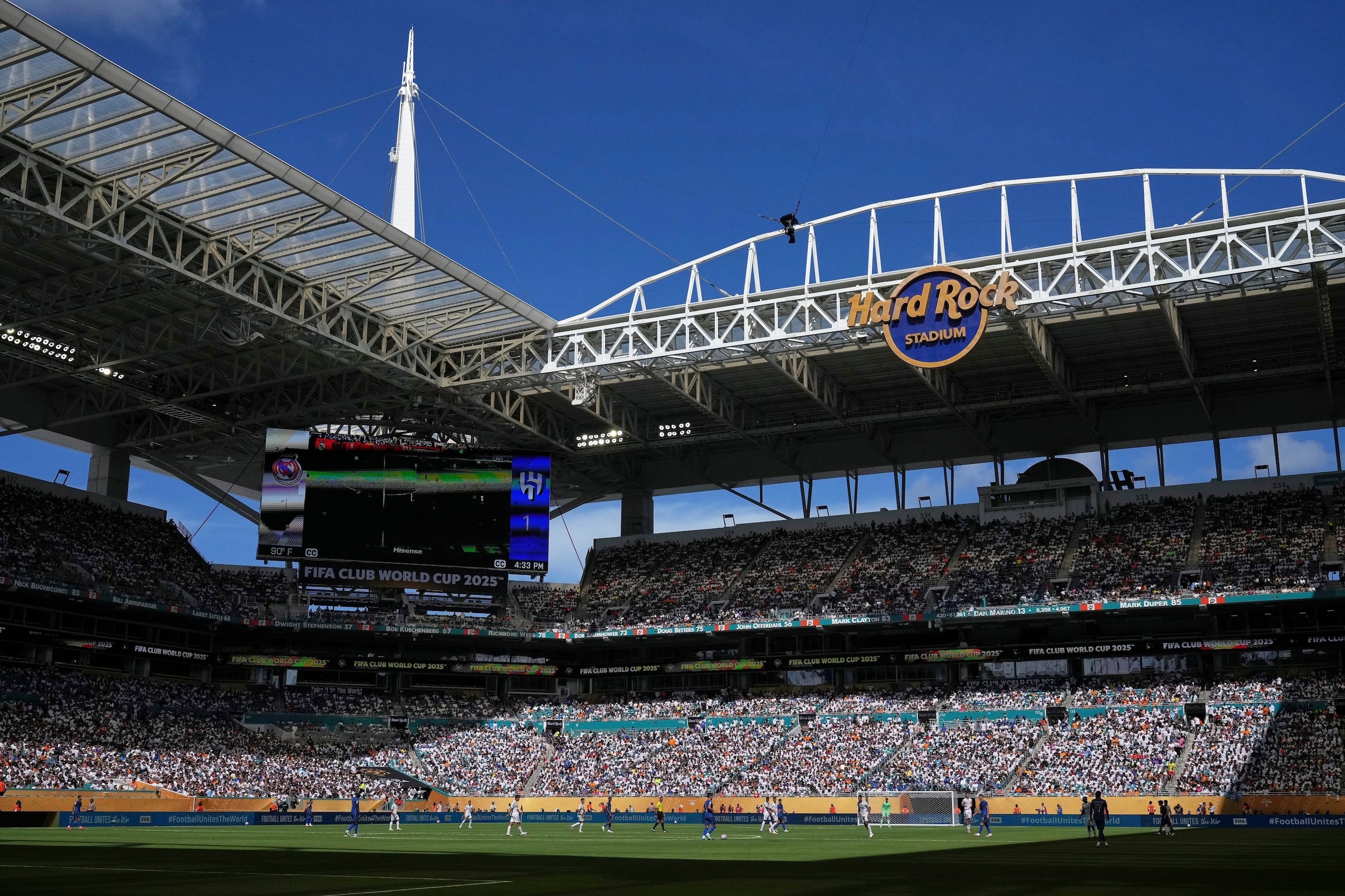 ARCHIVO - El estadio Hard Rock durante el partido entre Real Madrid y Al Hilal, el miércoles 18 de junio de 2025, en Miami Gardens. (AP Foto/Rebecca Blackwell)