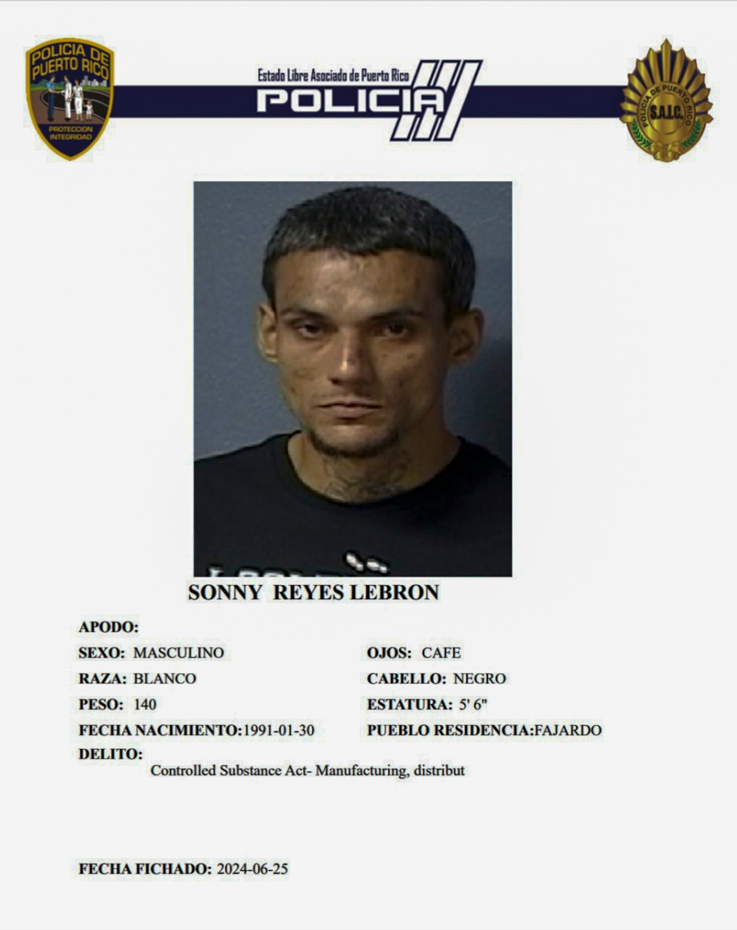 Sonny Reyes Lebrón, fue asesinado el 29 de julio de 2026, en la cancha del residencial Puerto Real, en Fajardo,