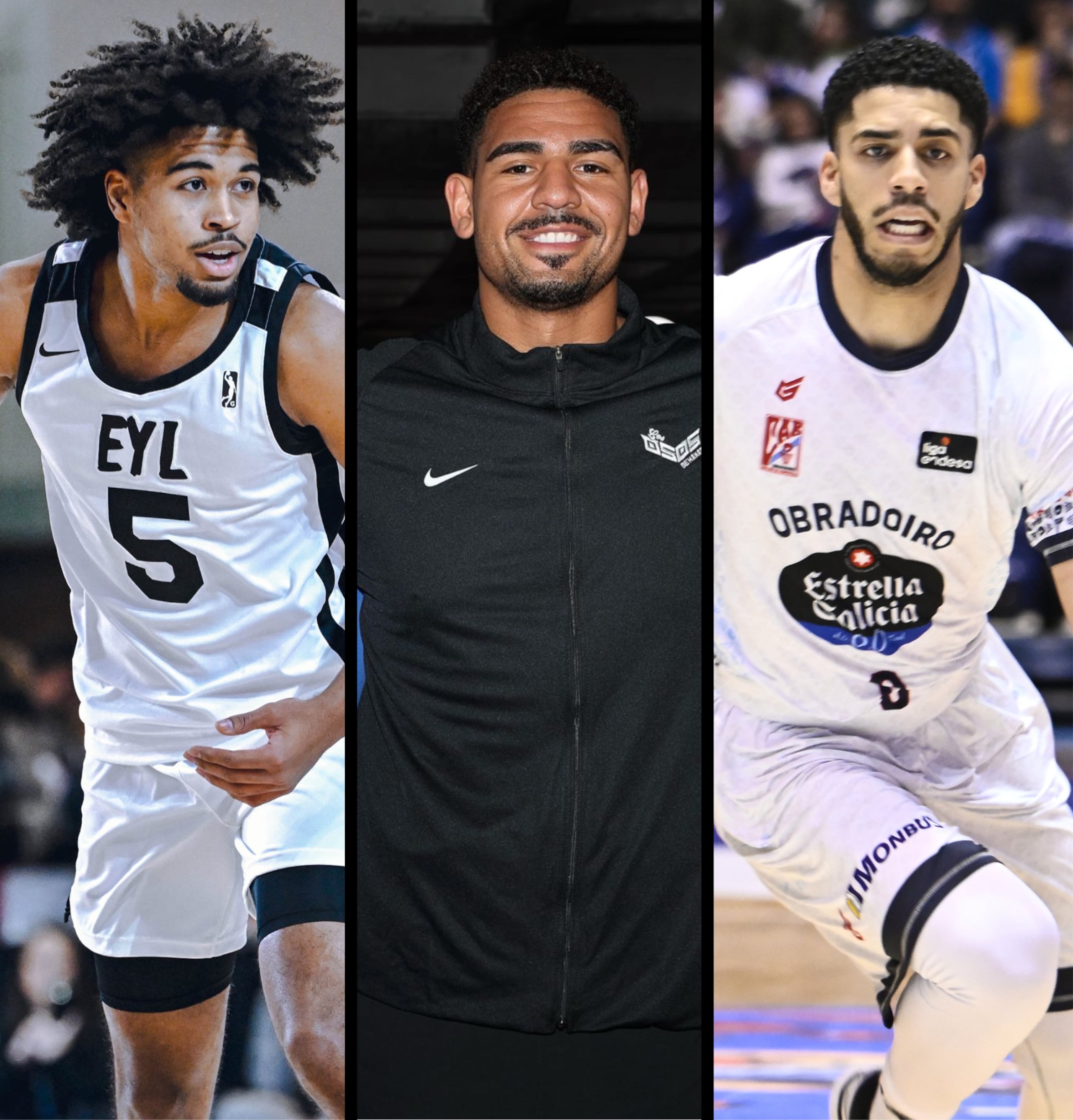De izquierda a derecha, Ethan Thompson, Tyler Davis y Jordan Howard. (@CapitanesCDMX, Suministrada y @ACBCOM)
