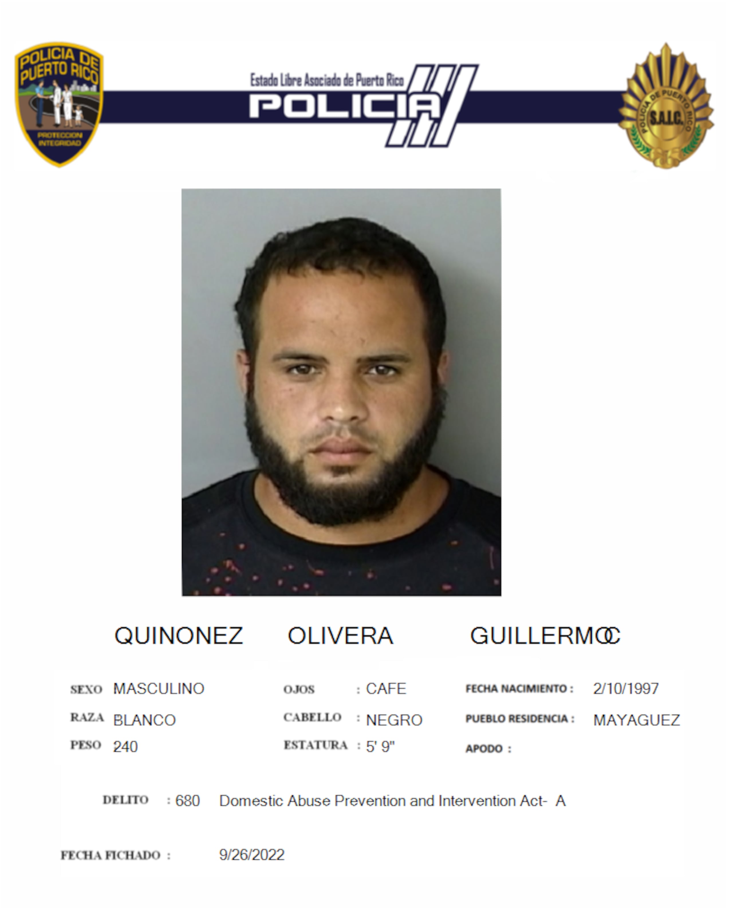 Guillermo Carlos Quiñones Olivera fue asesinado a balazos en el residencial Jardines de Las Marías.