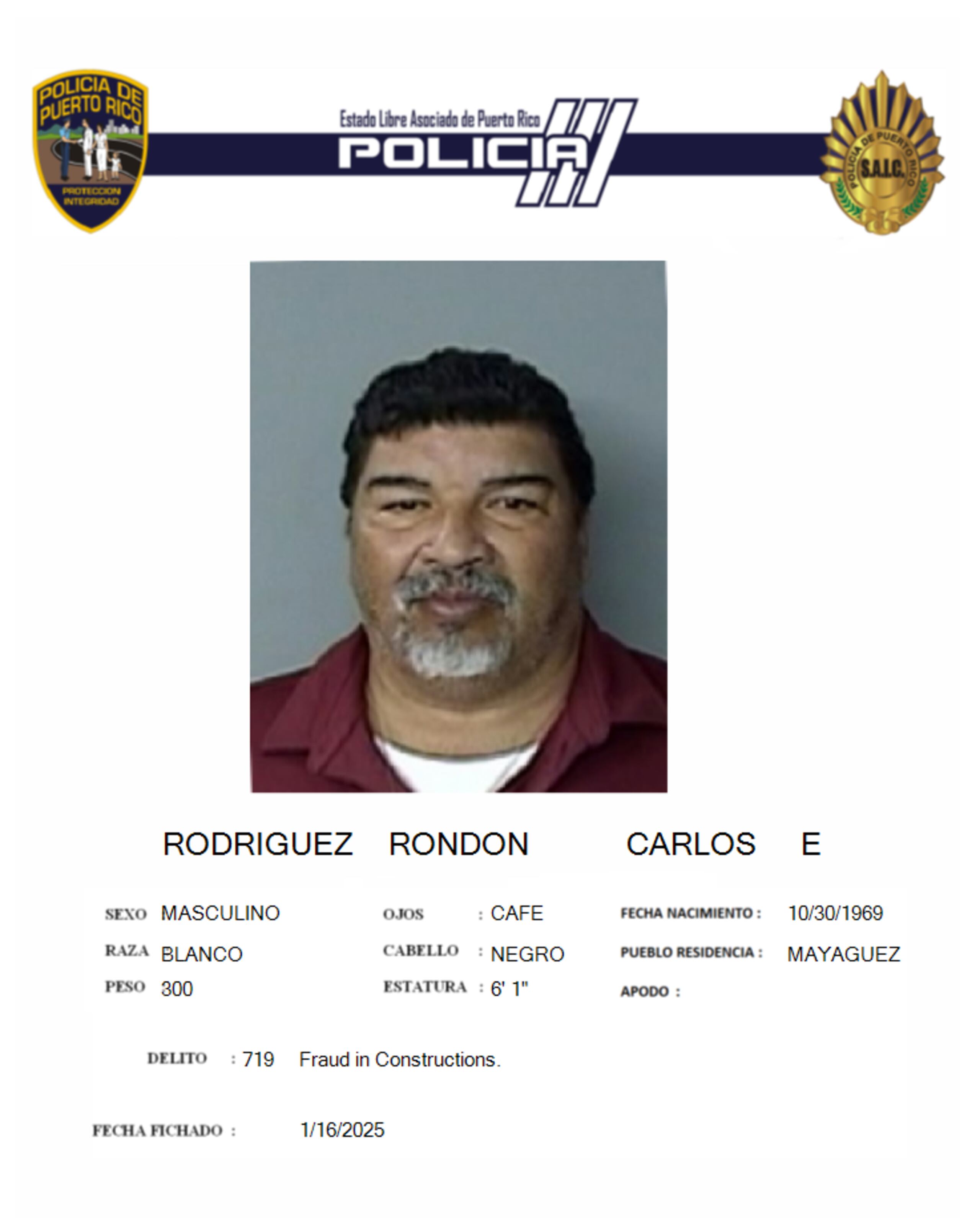 Carlos E. Rodríguez Rondón, fue acusado por fraude en la construcción y apropiación ilegal.