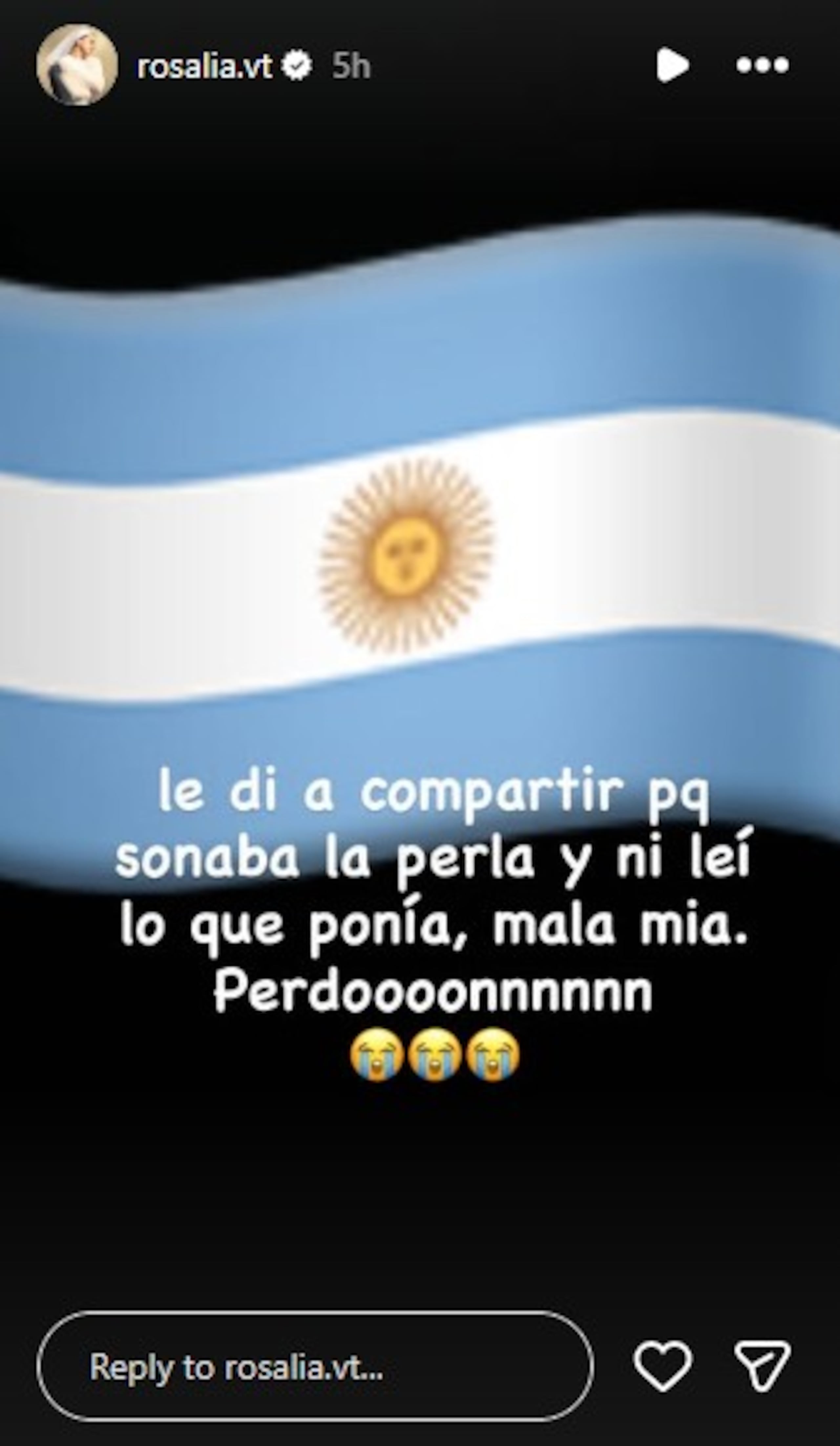 En una historia en su Instagram en la que pidió perdón, Rosalía sostuvo que ni siquiera leyó la publicación de Mia Khalifa, que reproducía la música de una de sus canciones.