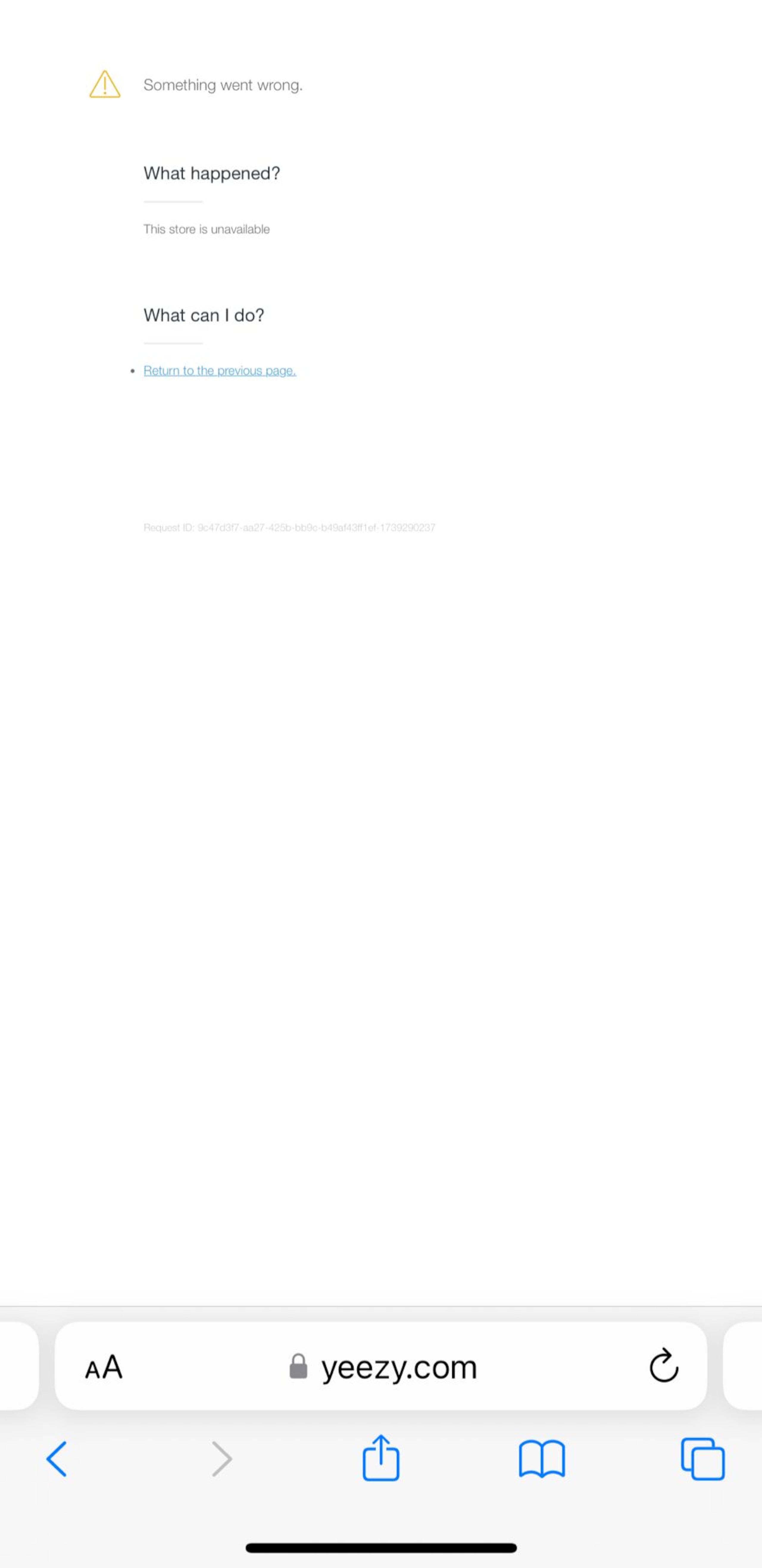 Así aparece el sitio web de Yeezy.