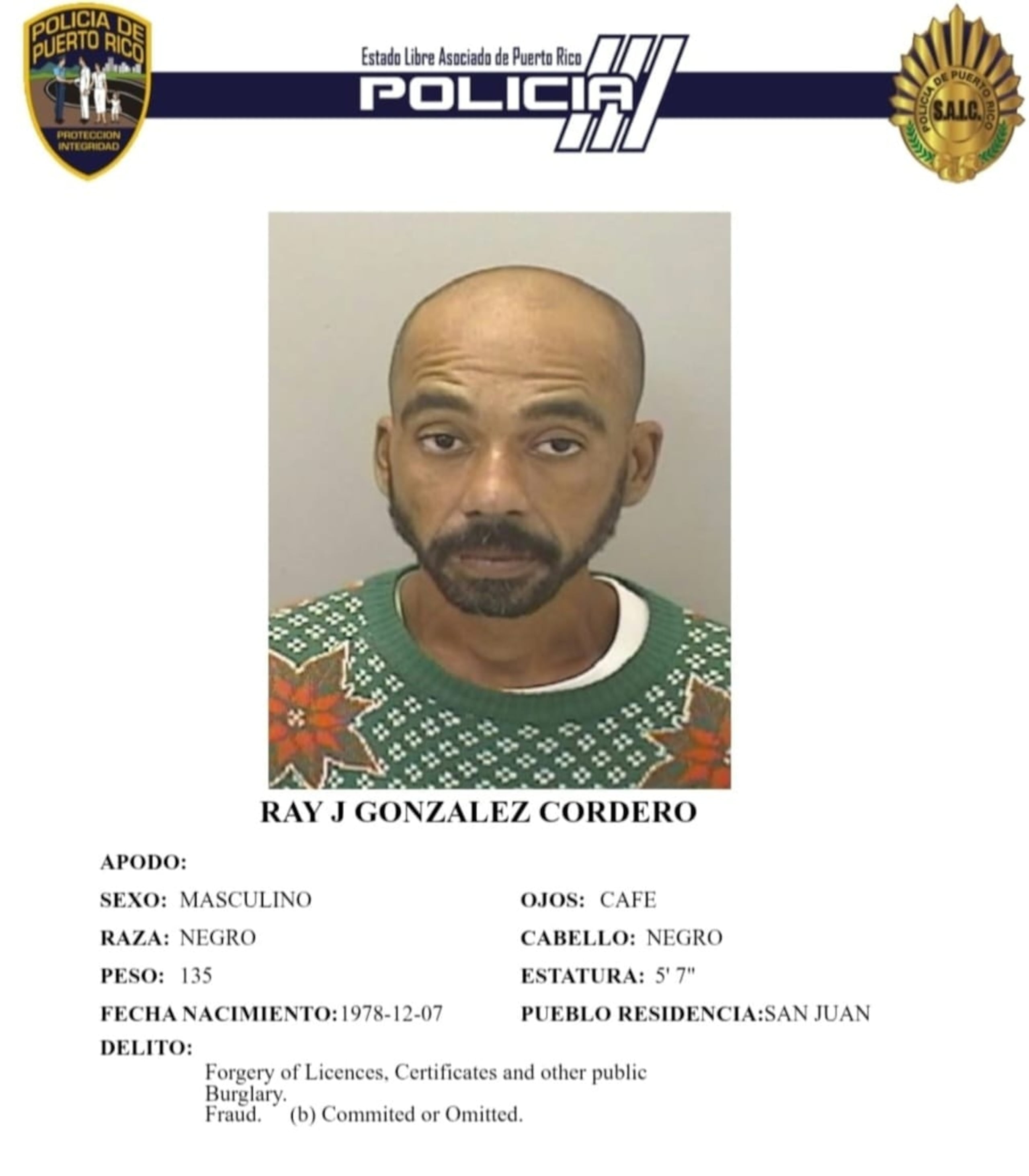 A Ray J. González Cordero, se le radicaron cargos por cargos de escalamiento, apropiación ilegal de identidad, fraude, falsificación de documentos e impostura.