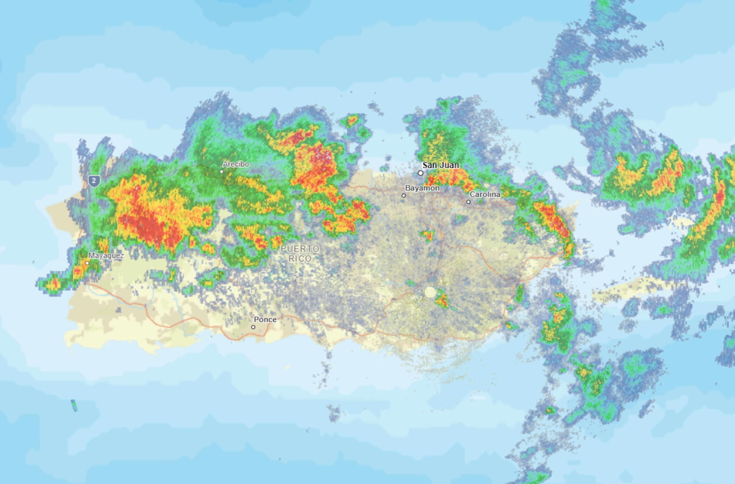Según la agencia, el radar Doppler detectaba lluvias fuertes asociadas a tronadas en estos municipios, lo que podría provocar inundaciones urbanas y de pequeños riachuelos.