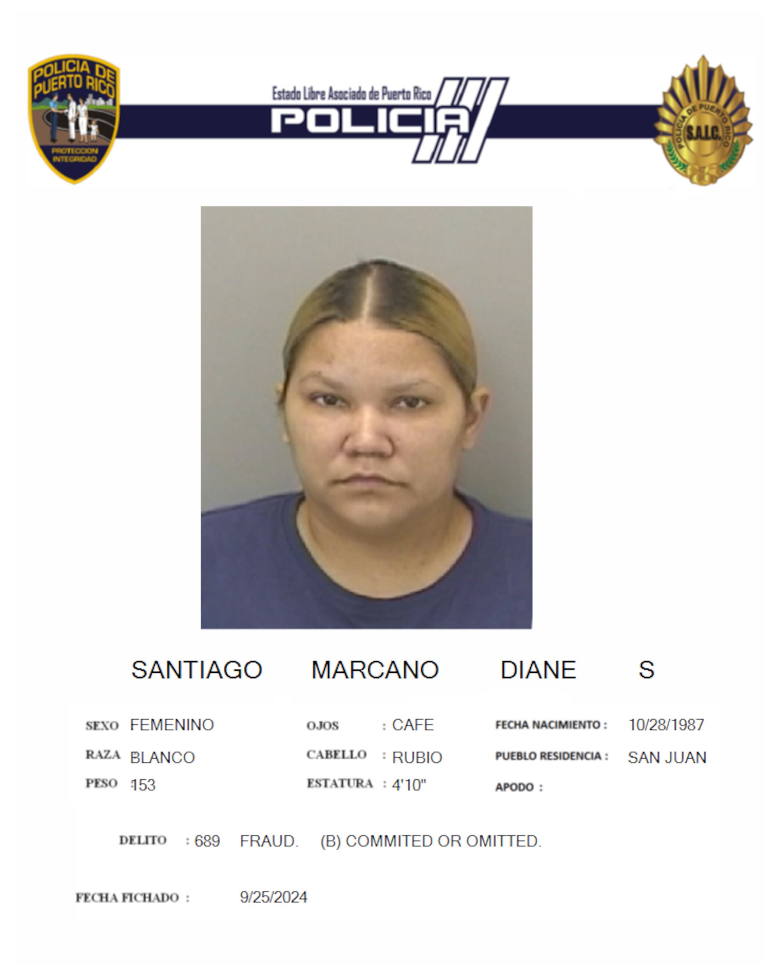 Diane S. Santiago Marcano, enfrenta cargos por fraude y apropiación ilegal.