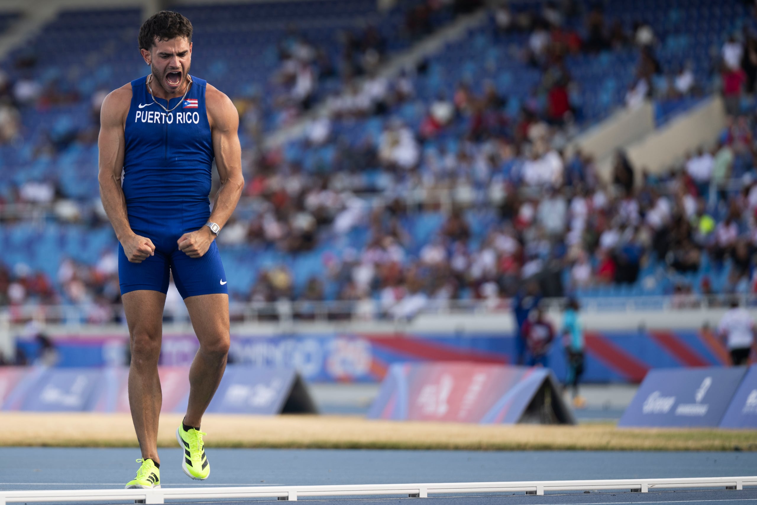 4 de agosto de 2026. Santo Domingo, RD. MCD/DEPORTES. Competencia de atletismo de los Juegos Centroamericanos y del Caribe, Santo Domingo 2026, llevada a cabo en el Estadio Olímpico Félix Sánchez. En la foto Yariel Soto de PR en salto con pértiga del Decathlon. FOTO POR: Enviado Especial/Carlos Rivera Giusti/GFR Media
Juegos Centroamericanos y del Caribe, Santo Domingo 2026, Atletismo