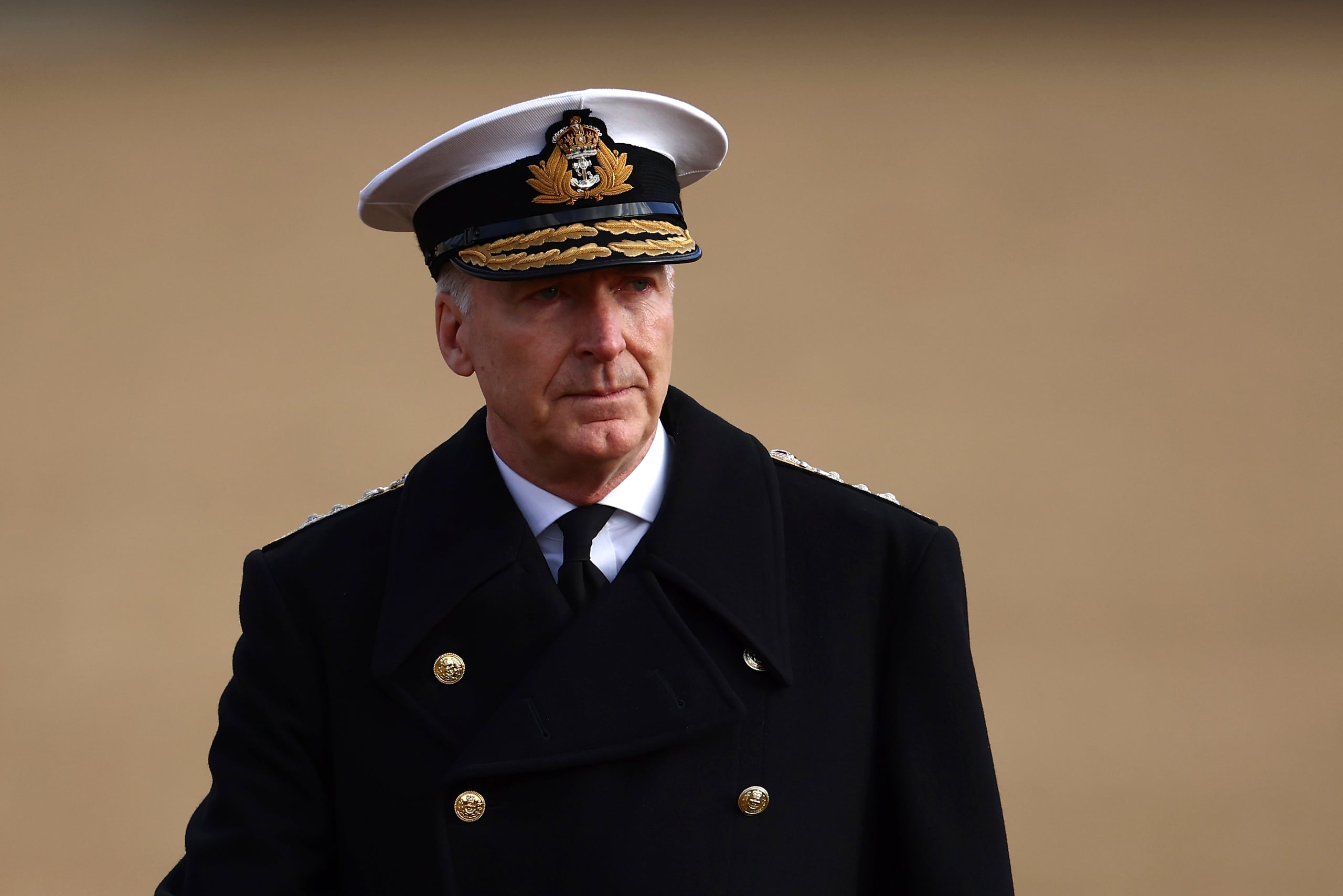 El jefe de defensa británico, el almirante Tony Radakin  (Henry Nicholls via AP, Pool )