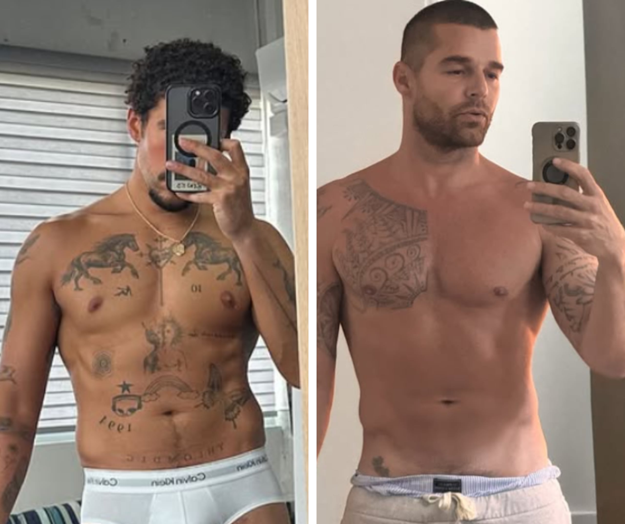 Bad Bunny y Ricky Martin encendieron las redes sociales en el fin de semana con fotos sensuales cada uno por su lado.