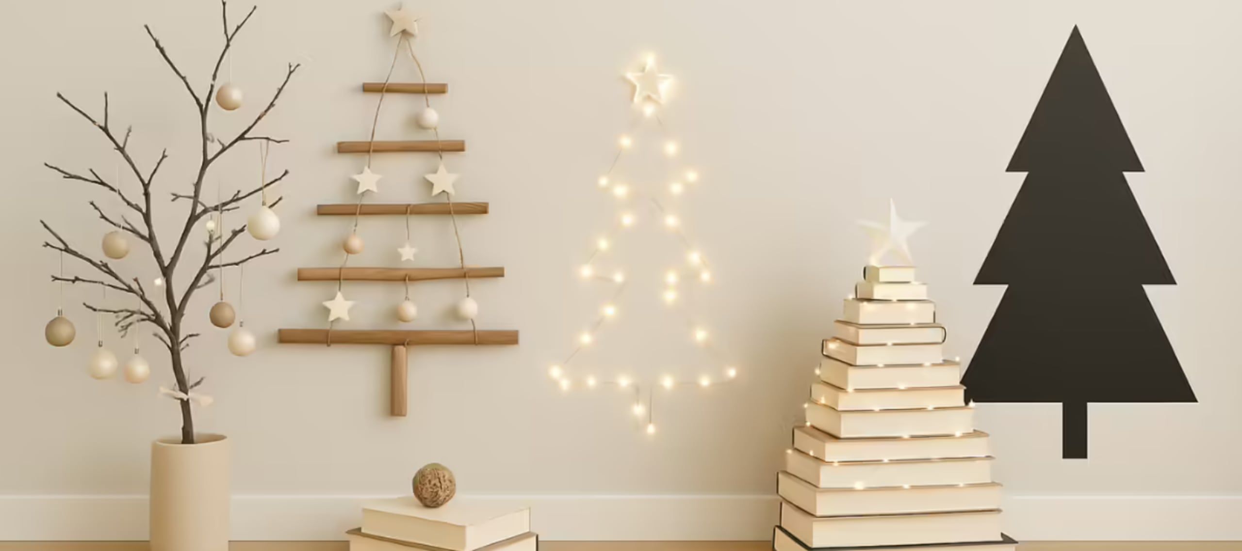 Árboles de navidad como centros de mesa también son incorporados.