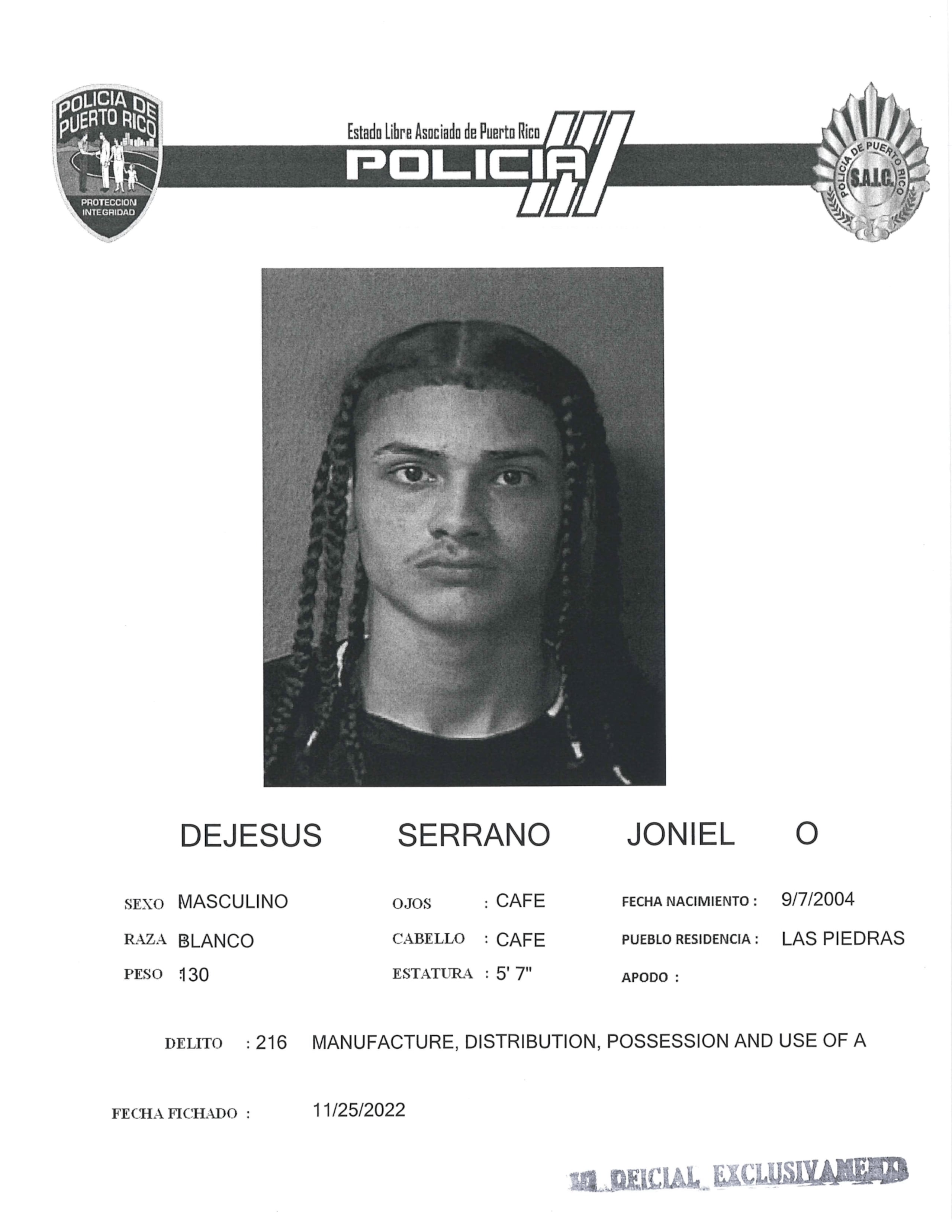 Ficha de Joniel O. De Jesús Serrano.