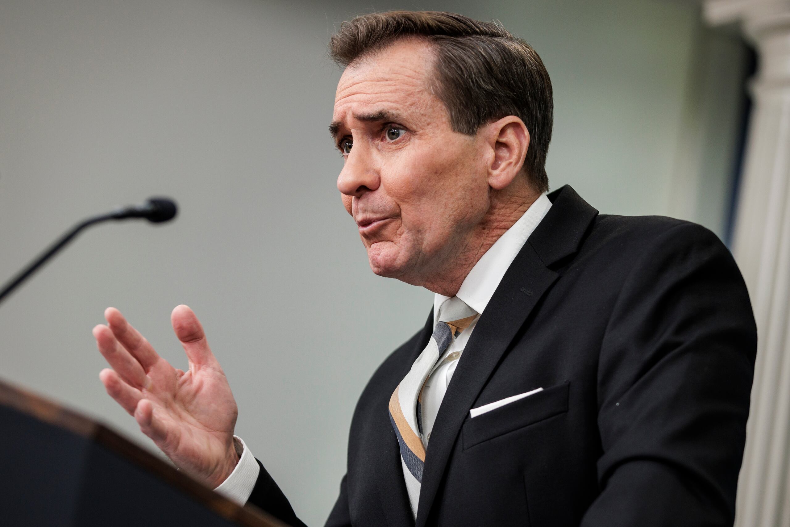 John Kirby, uno de los portavoces de la Casa Blanca. (EFE/EPA/Samuel Corum / POOL)