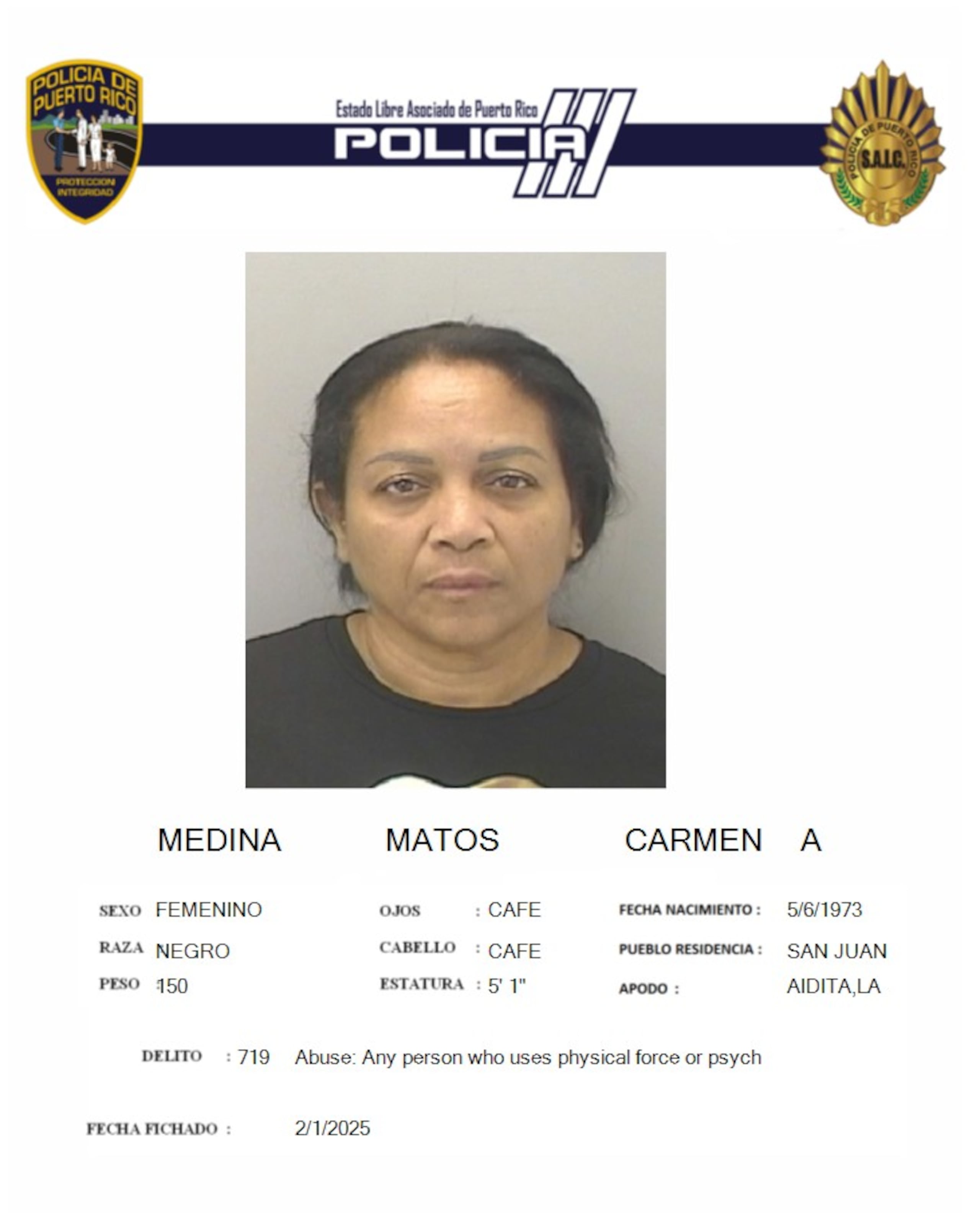 Carmen A. Medina Matos fue acusada por violencia doméstica contra su expareja.