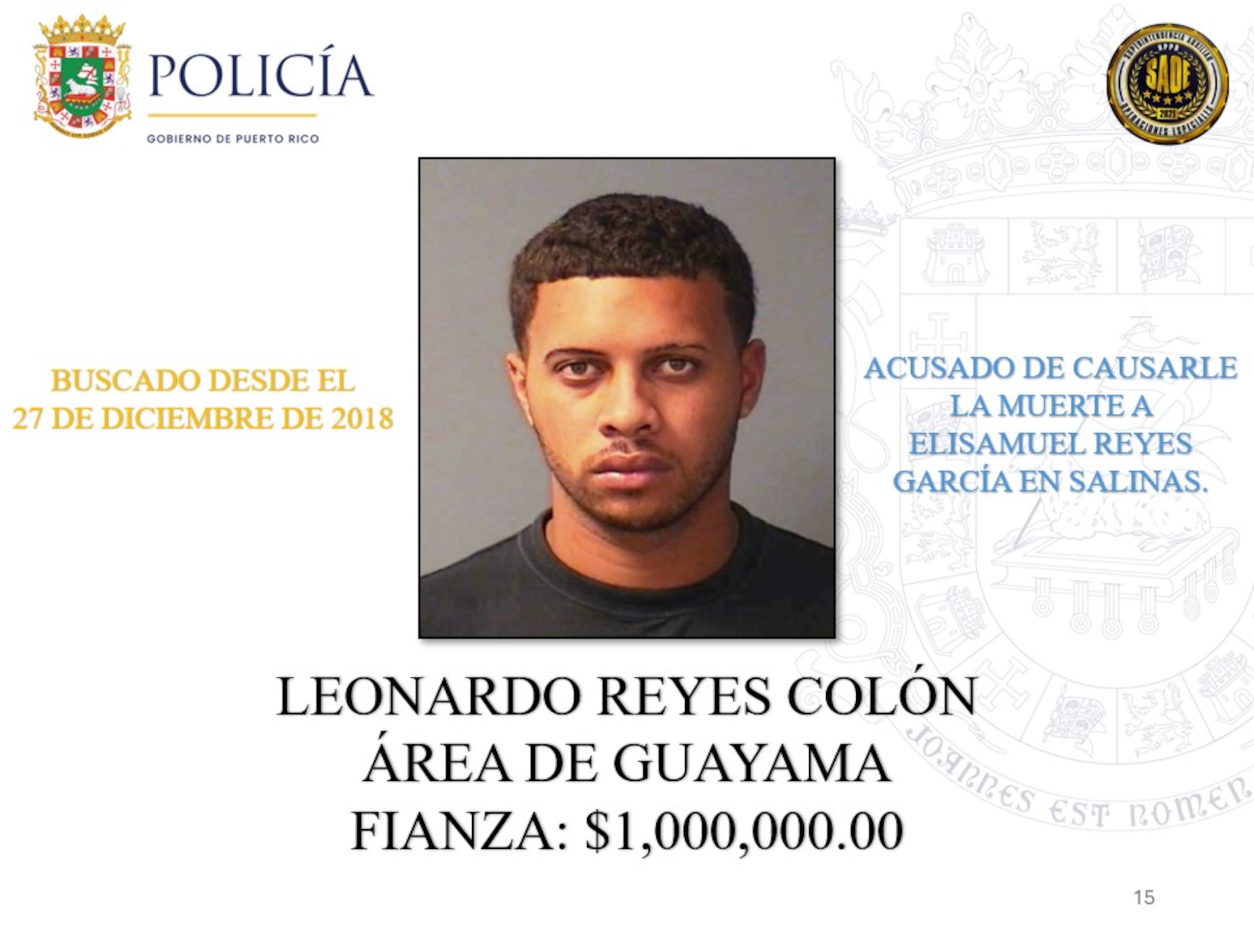 Leonardo Reyes Colón | La Policía de Puerto Rico exhorta a la ciudadanía a colaborar con las autoridades para lograr la captura de 25 individuos que permanecen prófugos de la justicia y contra quienes pesan órdenes de arresto por delitos de asesinato ocurridos en distintos municipios de la Isla.
Estos individuos son considerados de alta peligrosidad y son buscados por hechos que han cobrado la vida de múltiples víctimas. Algunos de ellos han evadido la justicia durante años, mientras que otros enfrentan acusaciones recientes por asesinatos cometidos durante el presente año.