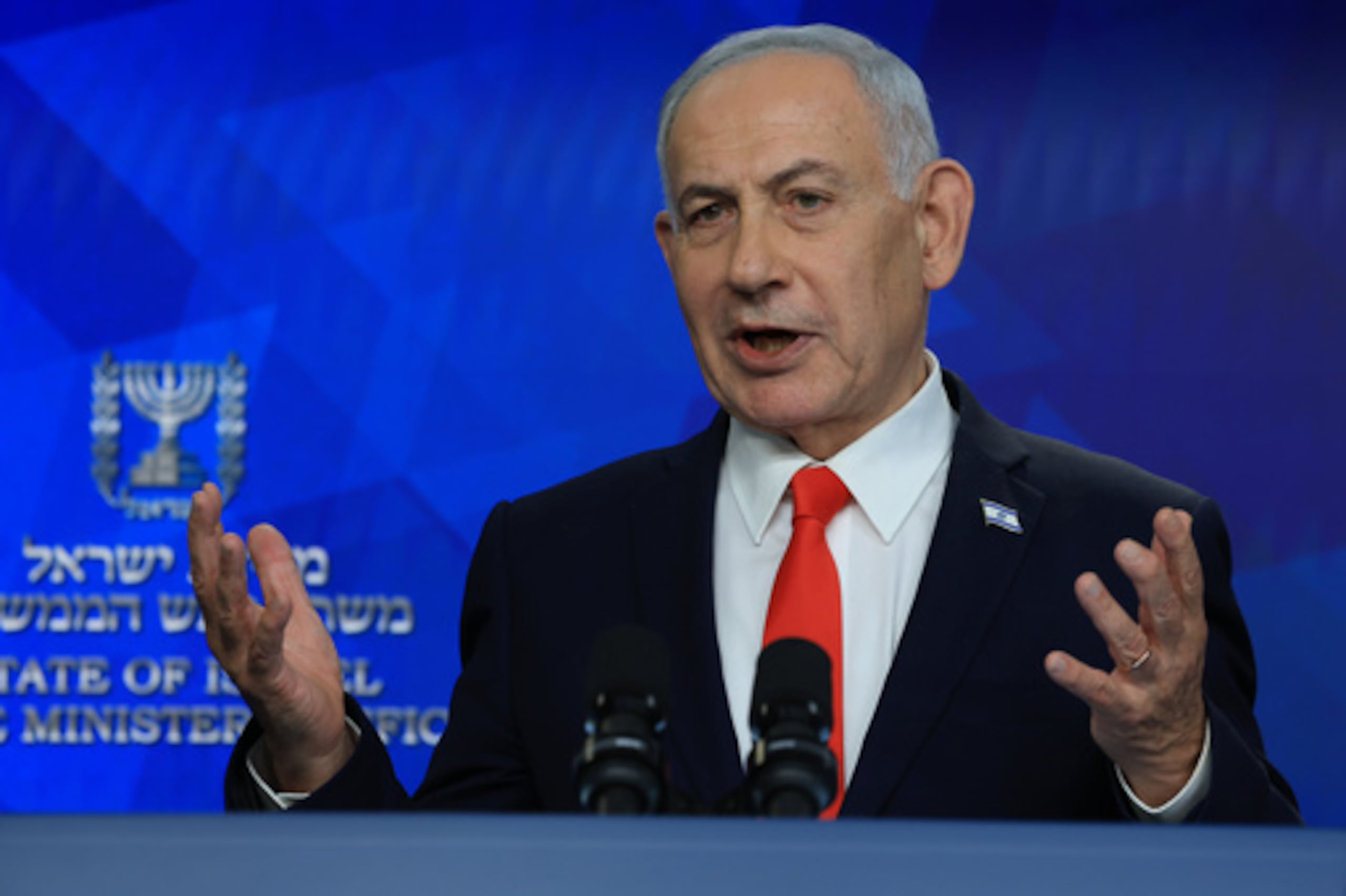 El primer ministro israelí, Benjamin Netanyahu, ofrece una rueda de prensa en Jerusalén el lunes 15 de junio de 2026. (Ronen Zvulun, foto de pool vía AP)
