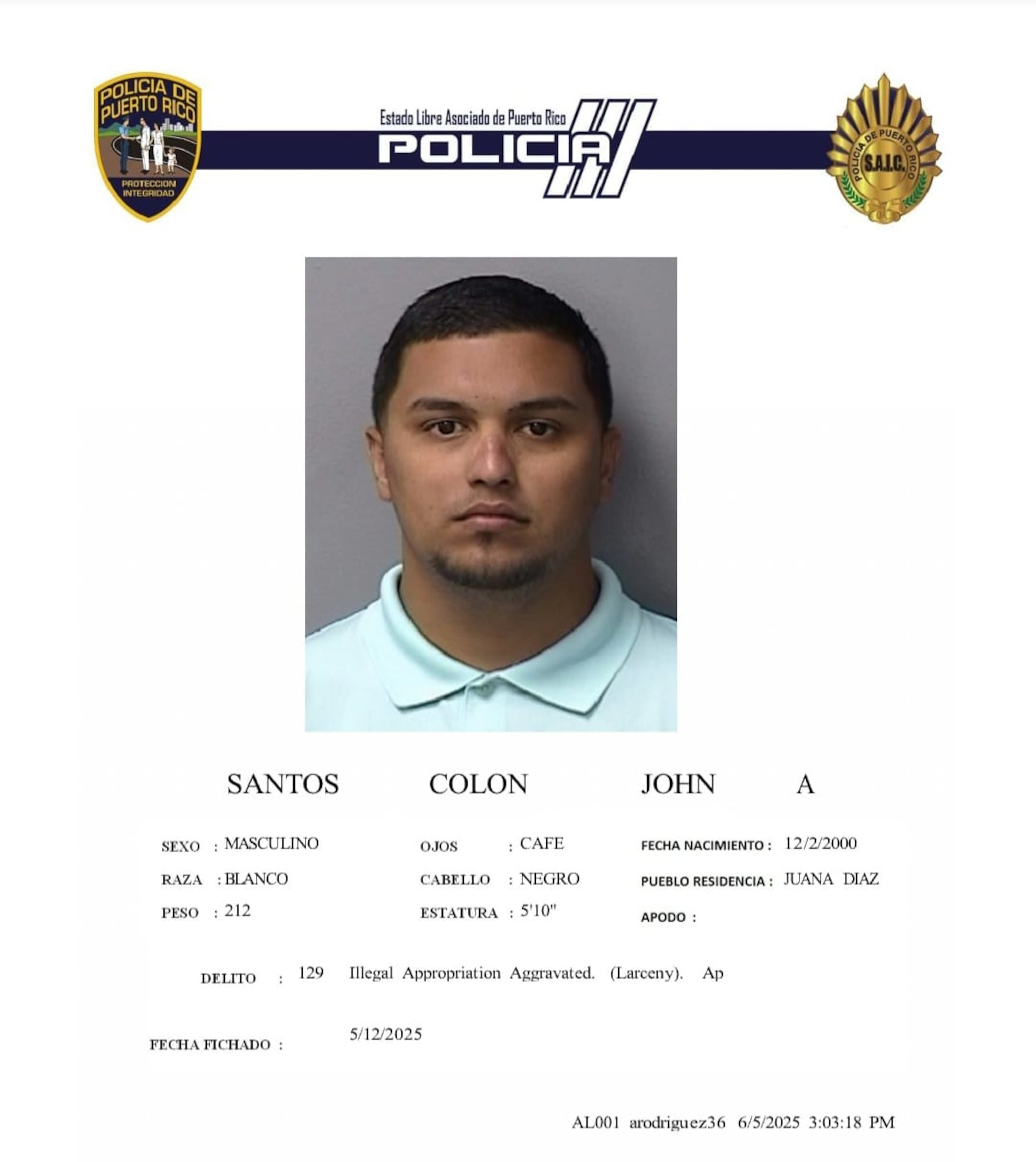 John A. Santos Colón, fue acusado por fraude y maltrato a un evejeciente.