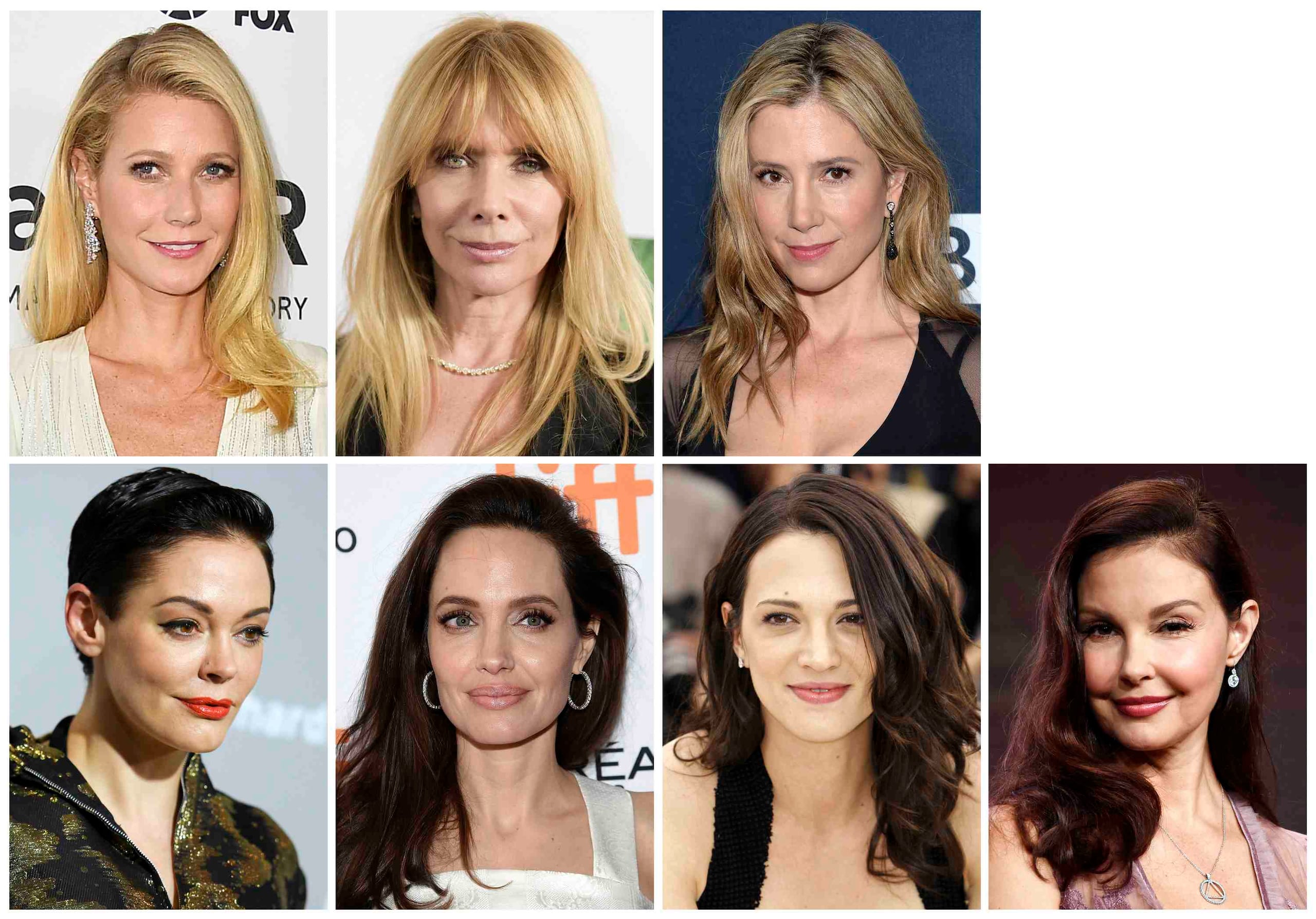 Gwyneth Paltrow, Rosanna Arquette, Mira Sorvino, Rose McGowan, Angelina Jolie, Asia Argento y Ashley Judd, están entre las muchas mujeres que han hablado en contra de Harvey Weinstein. (AP)