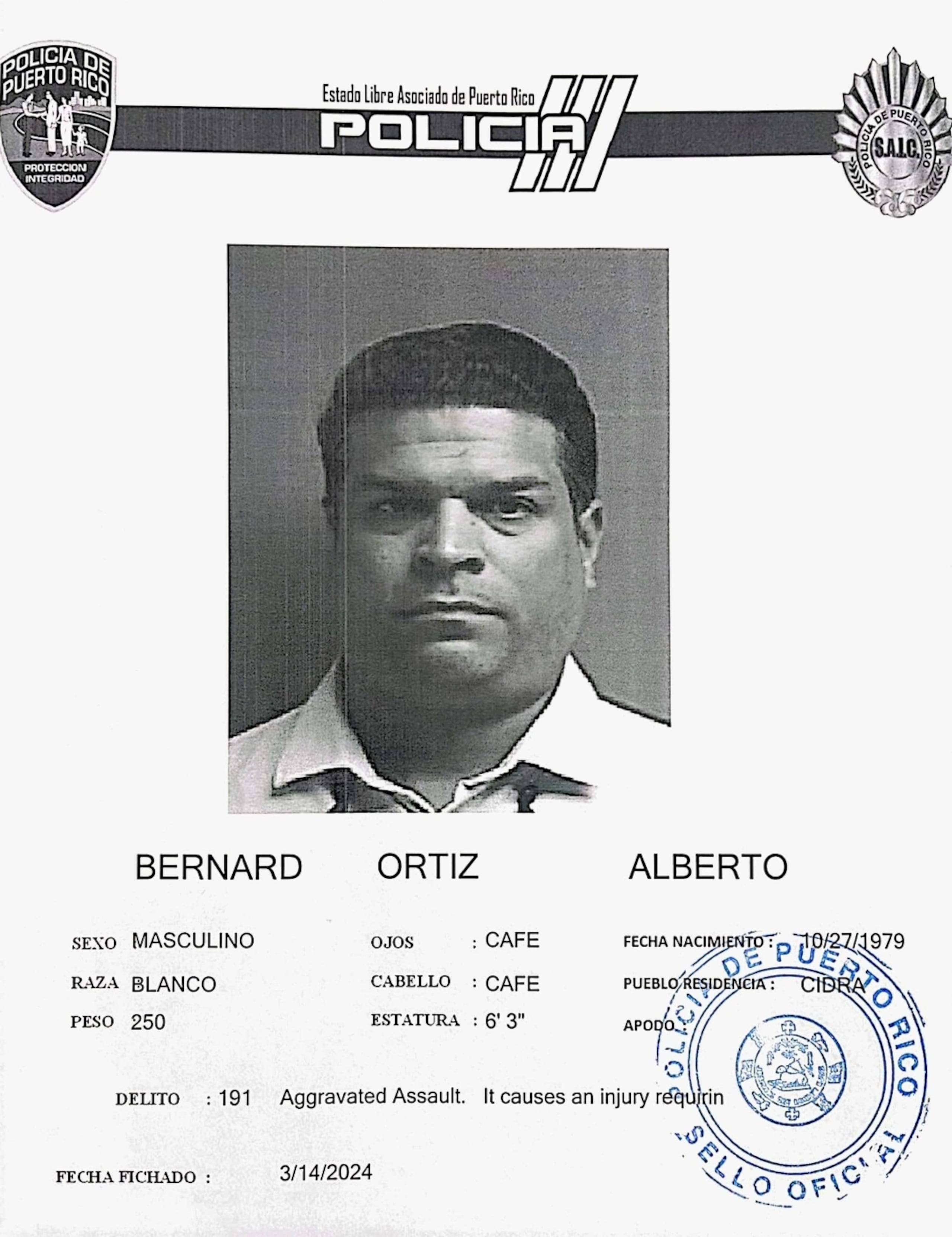 Ficha de Alberto Bernard Ortiz