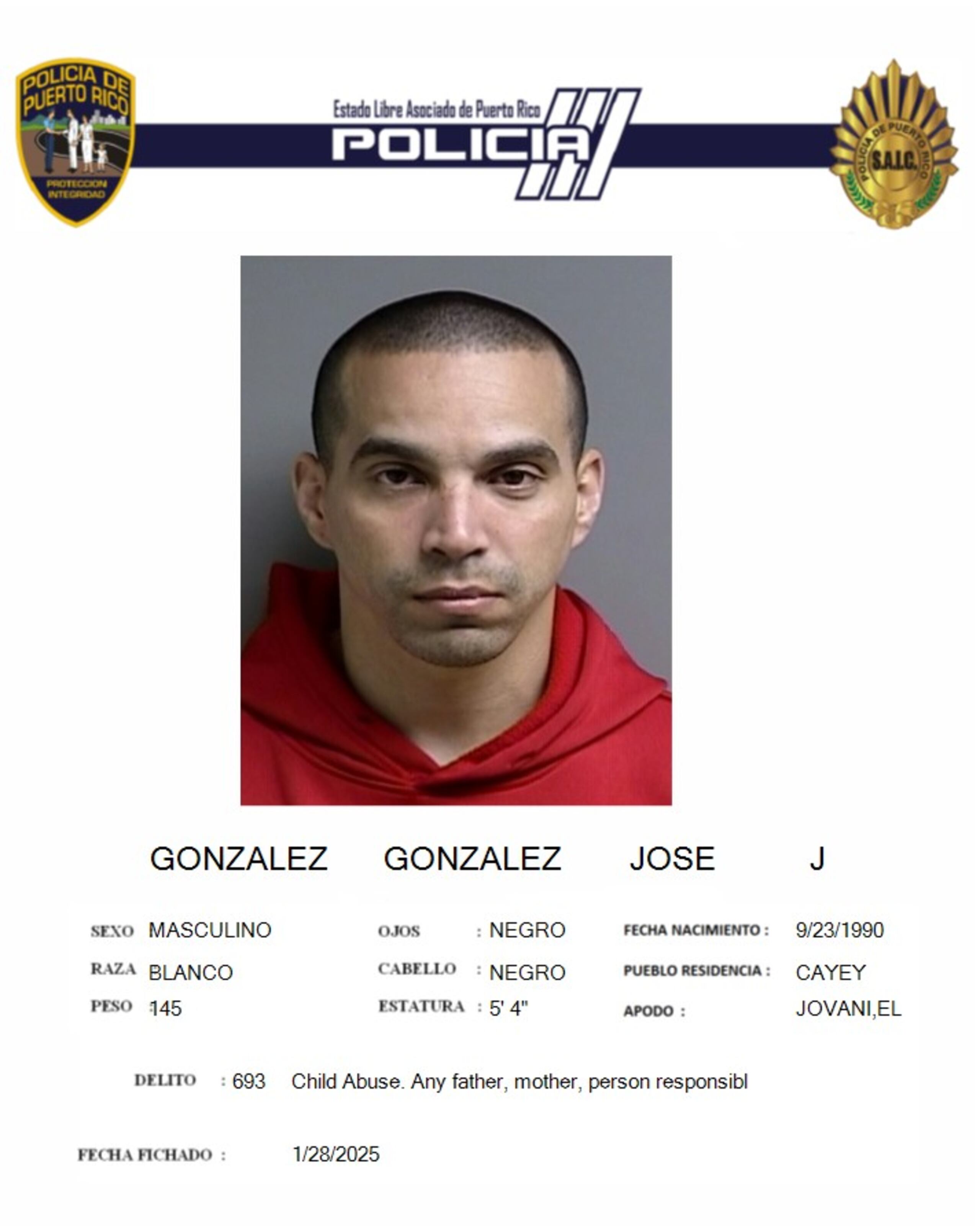 José J. González González, enfrenta cargos por maltrato de menores.