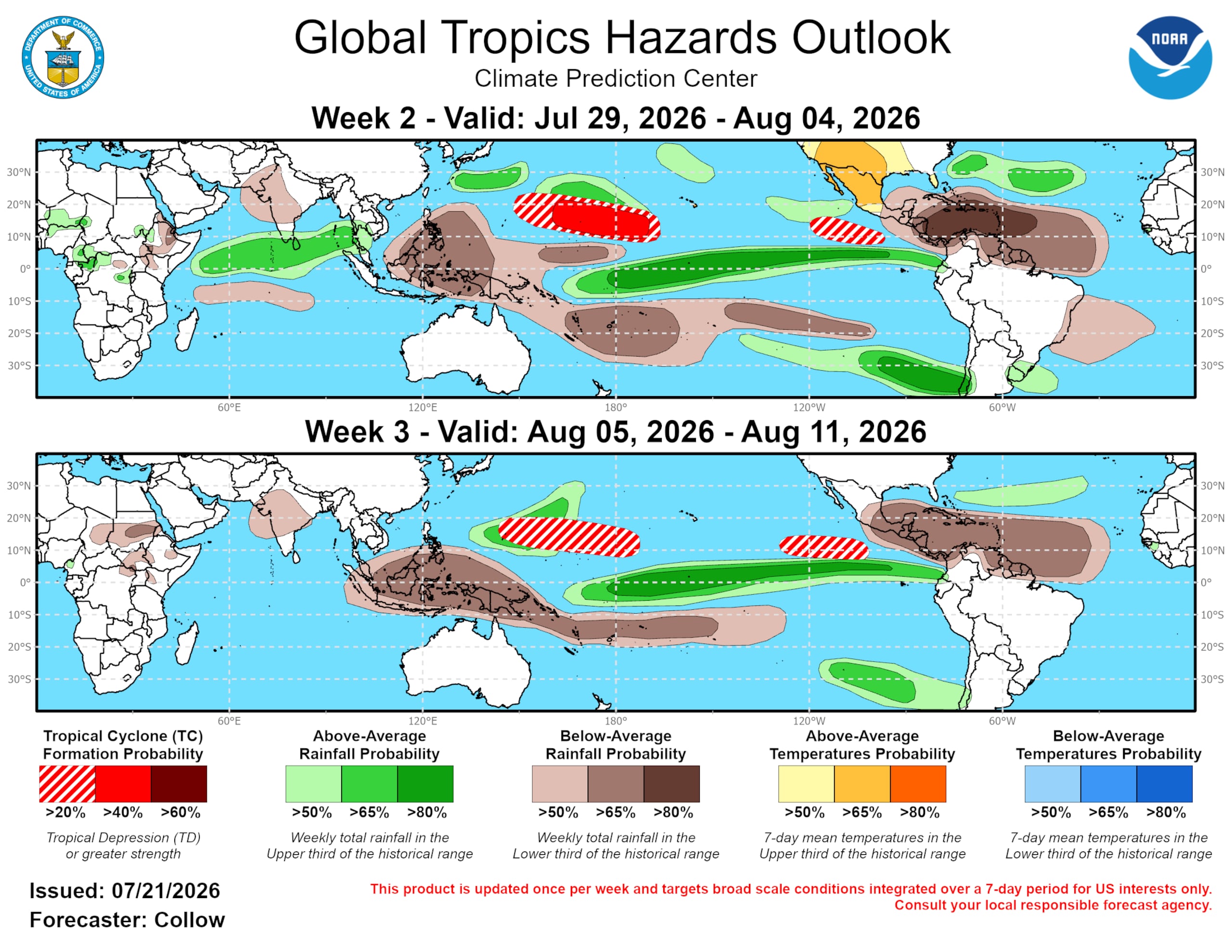 Pronóstico de las próximas semanas. (NOAA)