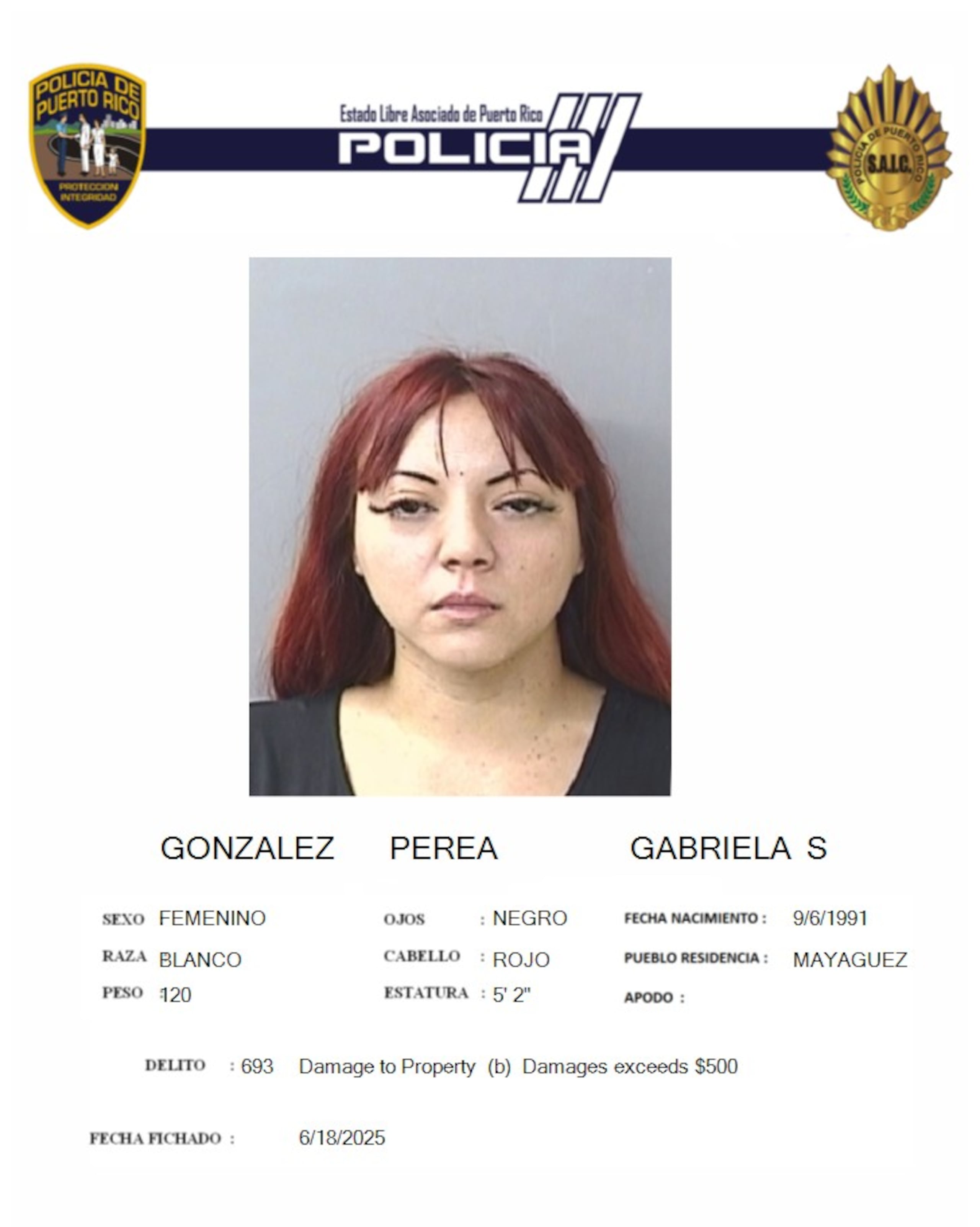 Gabriela S. González Perea, fue acusada por un incidente de agresión y amenaza en medio de un accidente de tránsito en el barrio Culebrinas, en San Sebastián.