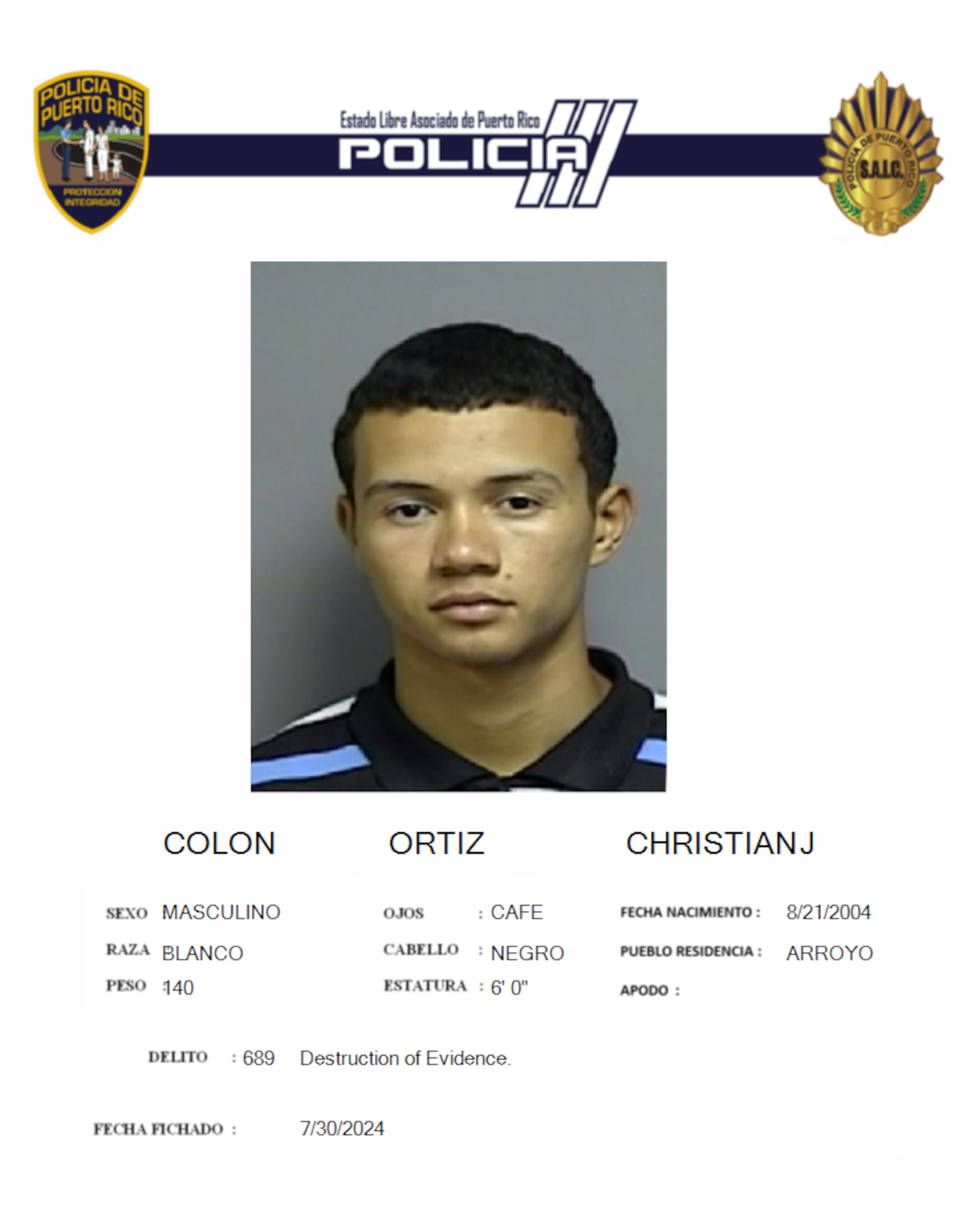 Christian J. Colón Ortiz fue acusado por el asesinato atenuado de su compañero de trabajo.