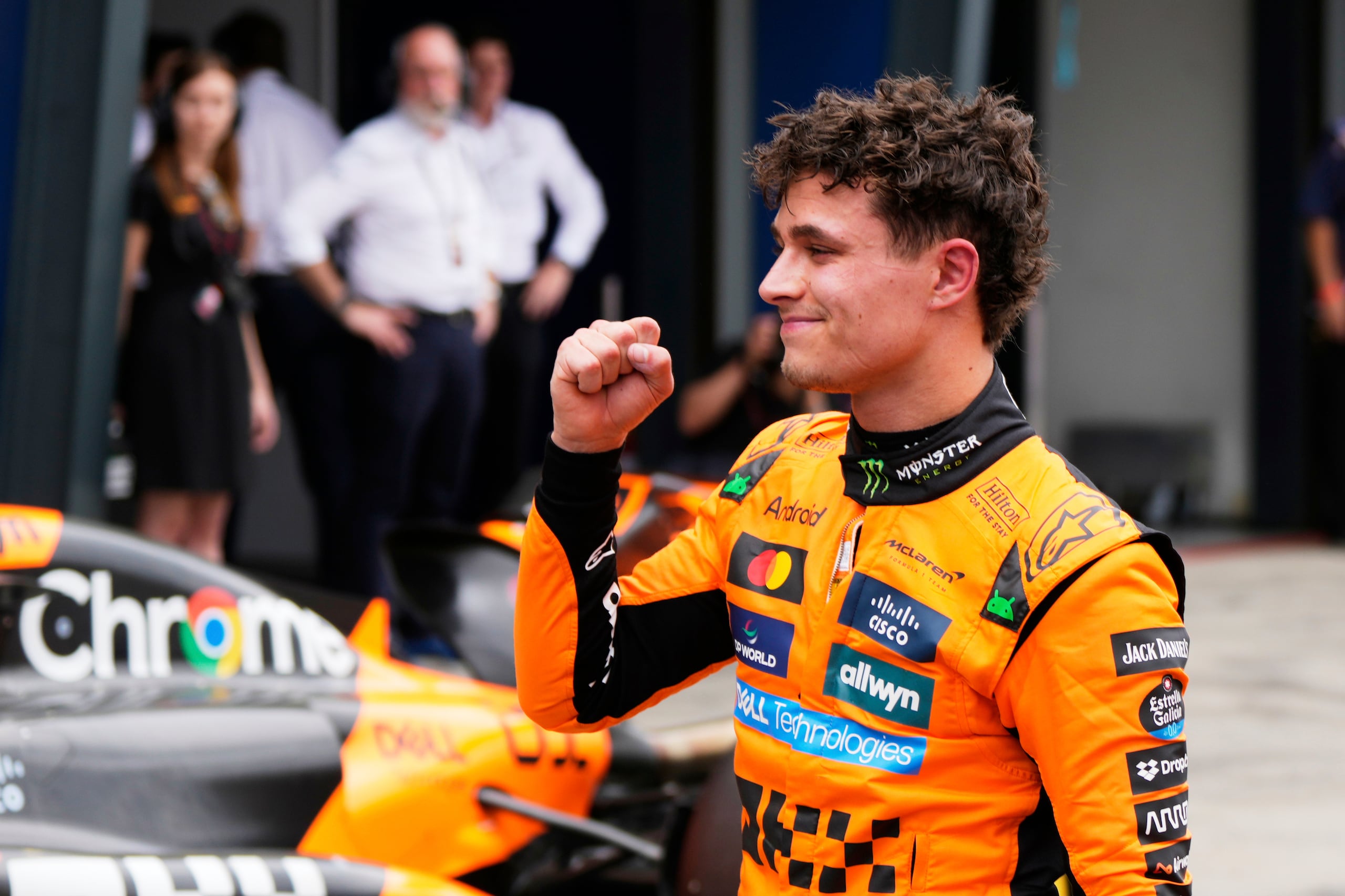El piloto británico Lando Norris después de conseguir la pole en Australia.