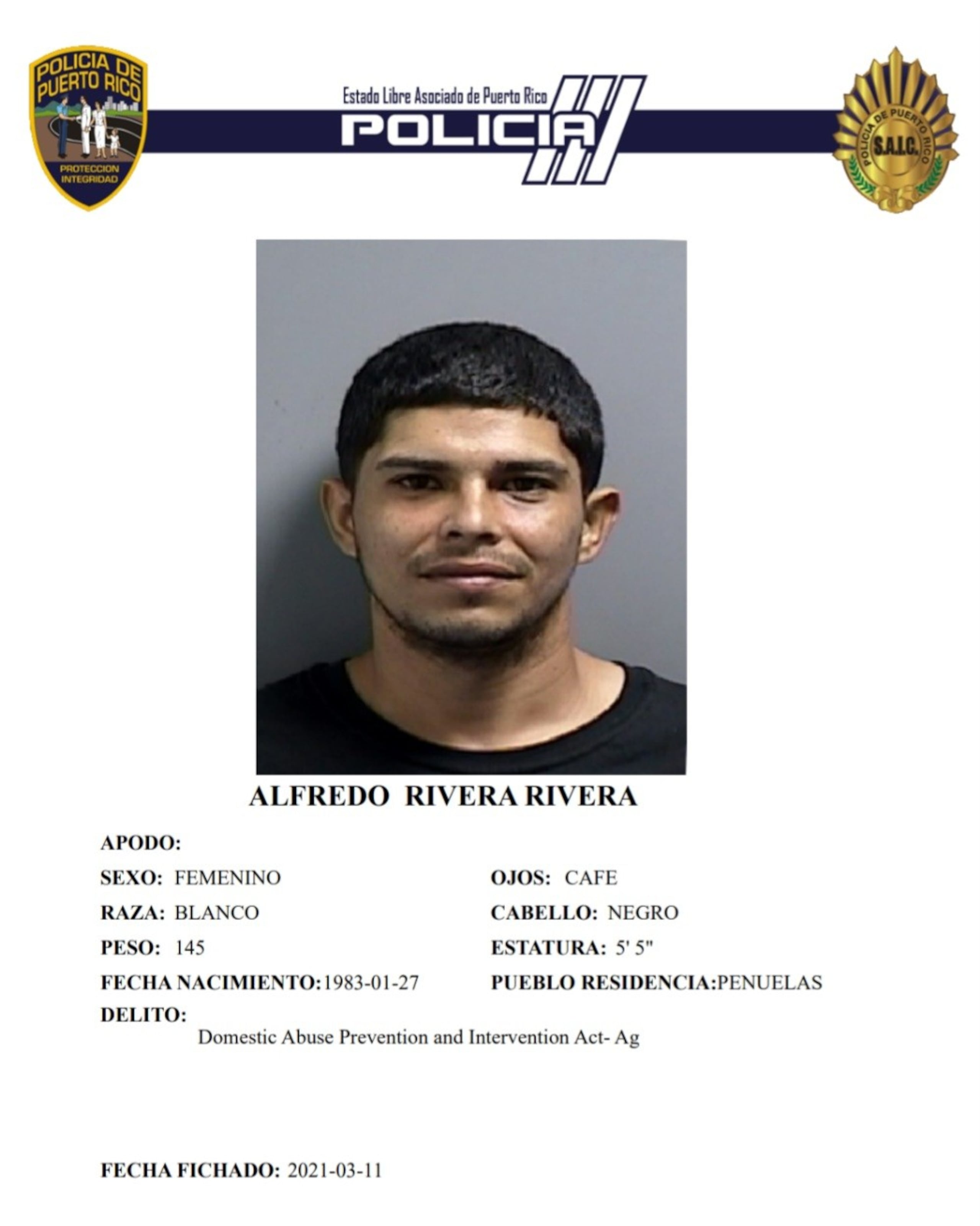 Alfredo Rivera Rivera fue asesinado junto a su hijo adolescente mientras transitaban cerca del desvío del sector La Chiva del barrio Coto, en Peñuelas.