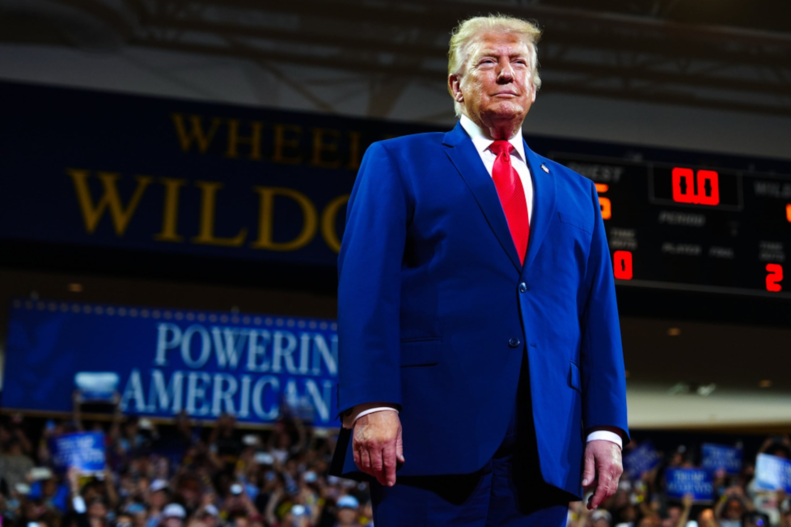Donald Trump a su llegada a un acto en la Escuela Secundaria Wheeler, el 22 de julio de 2026, en Marietta, Georgia.