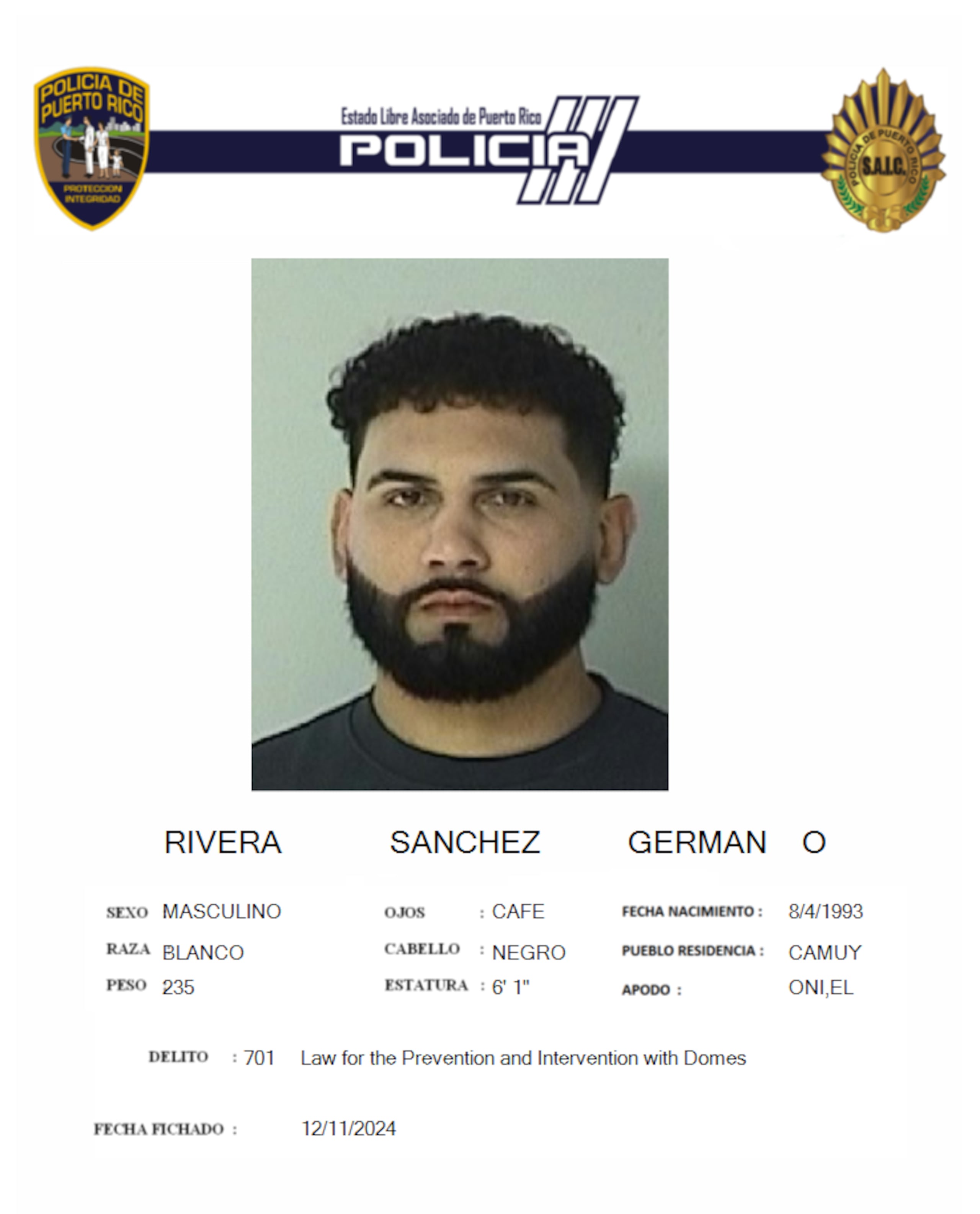Germán O. Rivera Sánchez, enfrenta un cargo por violencia doméstica contra su expareja.