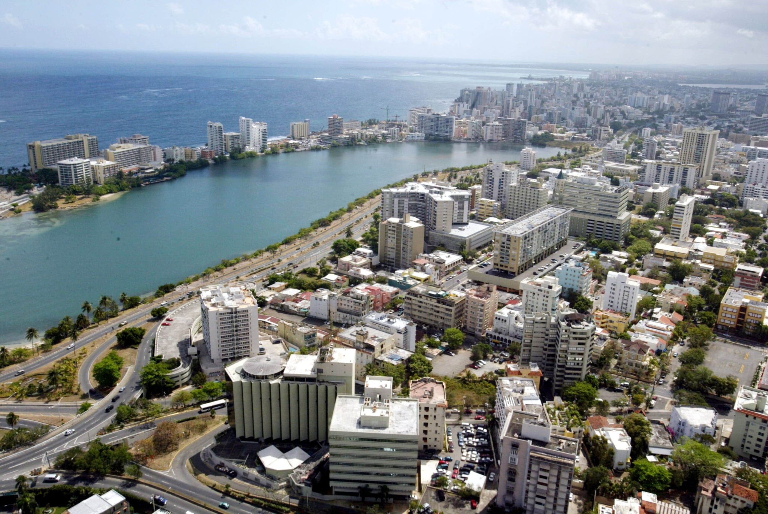 Aerial view of the Condado lagoon area.