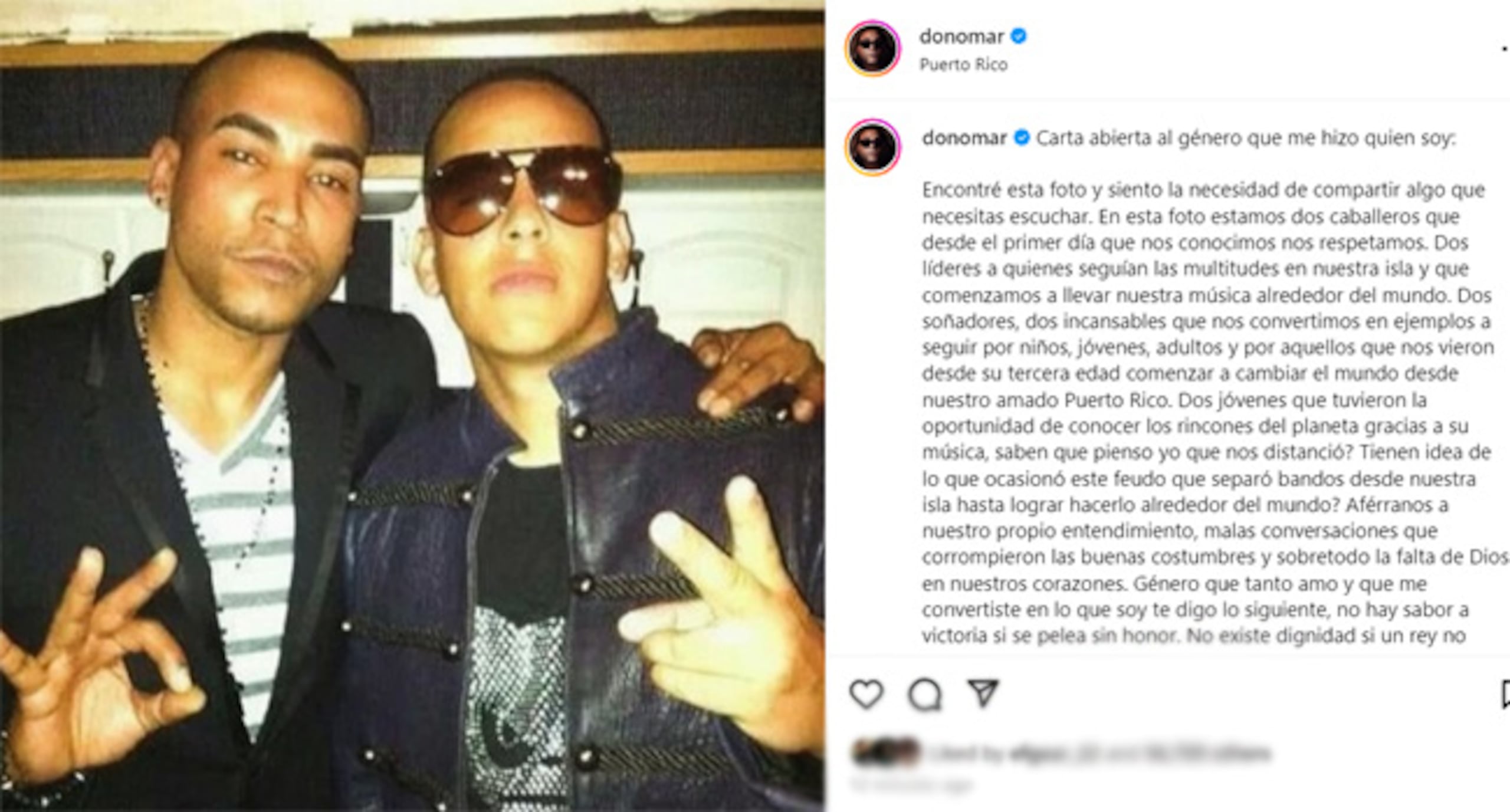 Don Omar, Daddy Yankee, reguetón, Carta abierta al género