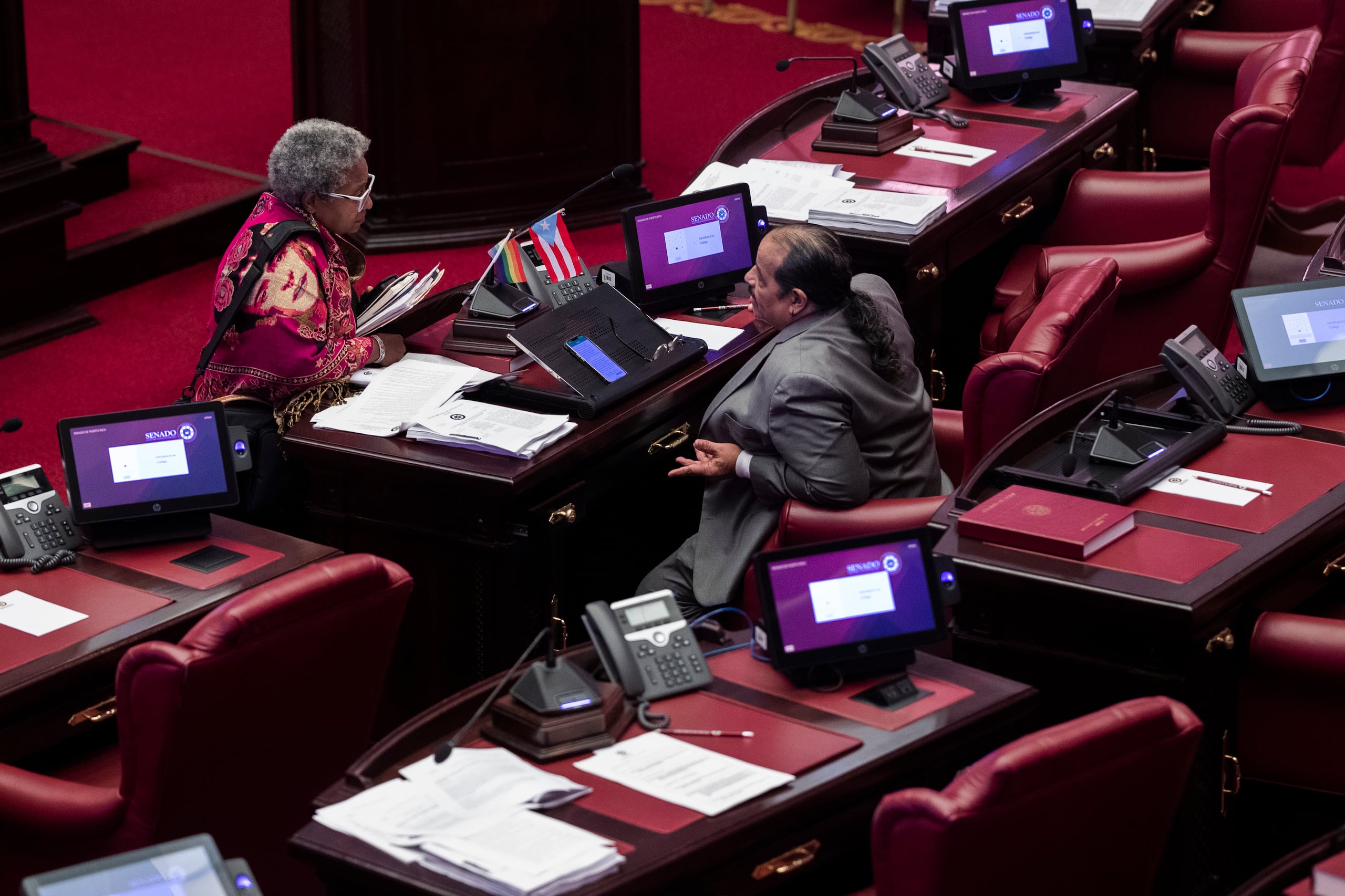 En la foto, los senadores Ana Irma Rivera Lassén y José Vargas Vidot