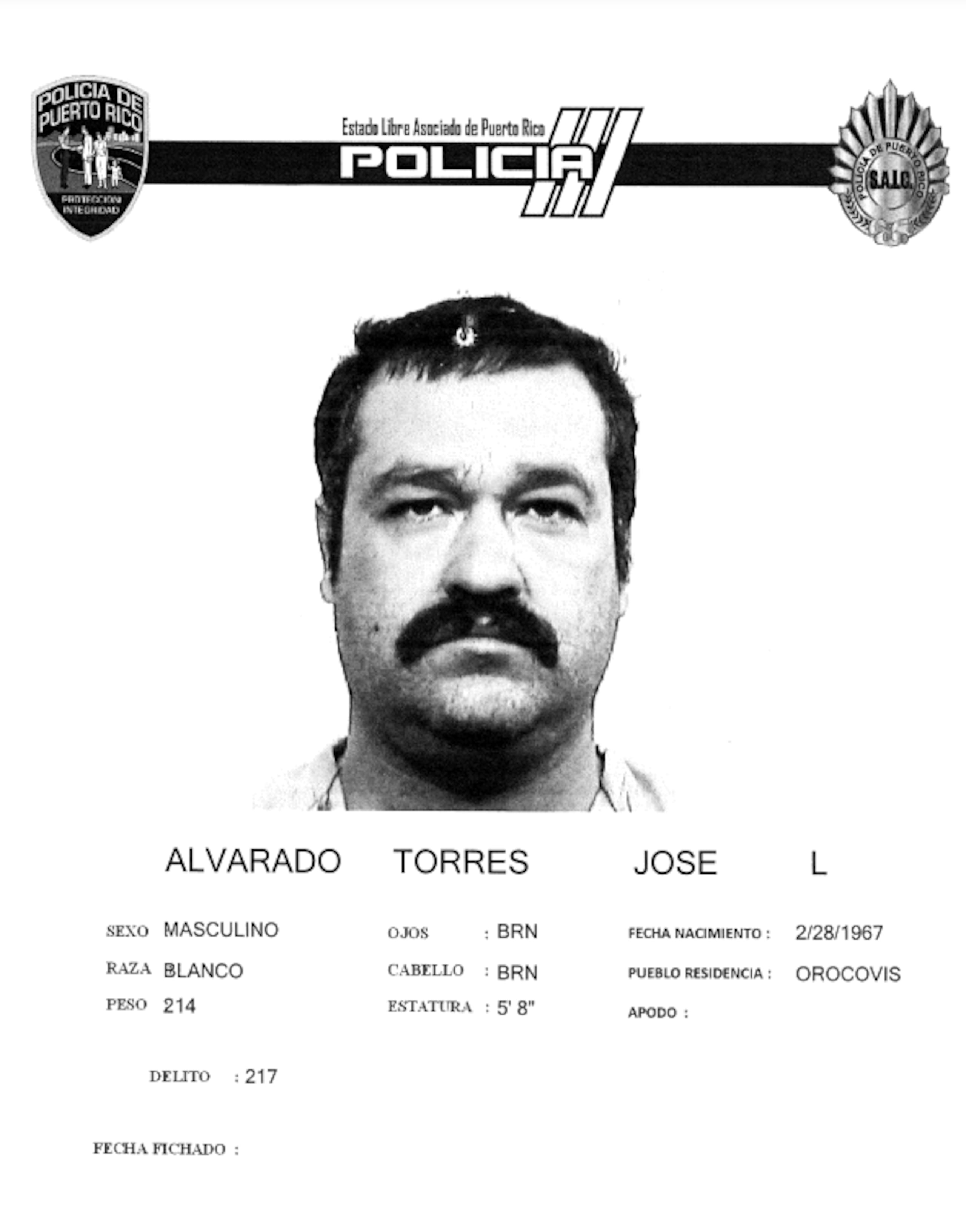 José L. Torres Alvarado poseía expediente criminal, según la Policía.