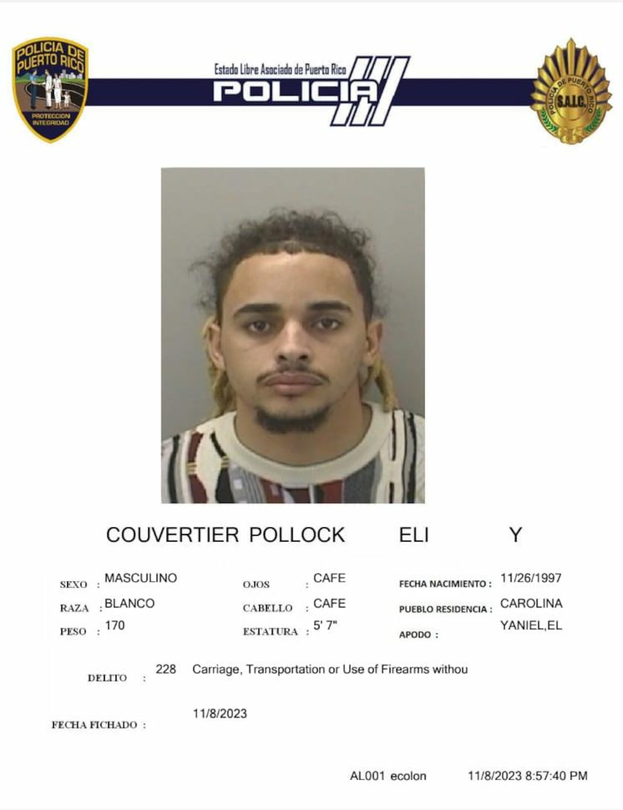 Eli Yaniel Couvertier Pollock.