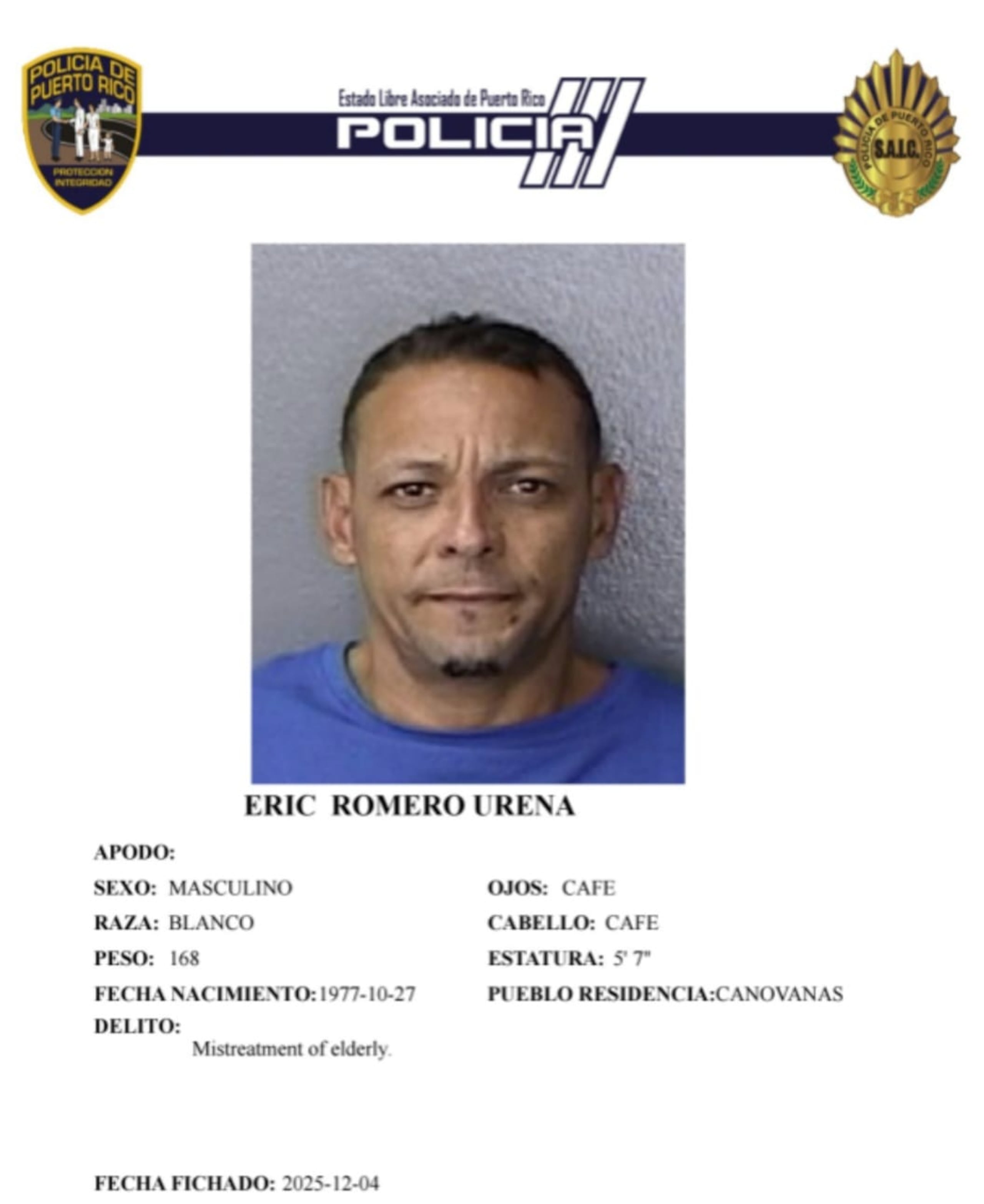 Eric Romero Ureña, enfrenta un cargo por maltrato a una persona de edad avanzada, que en este caso se trata de su progenitora de 71 años.