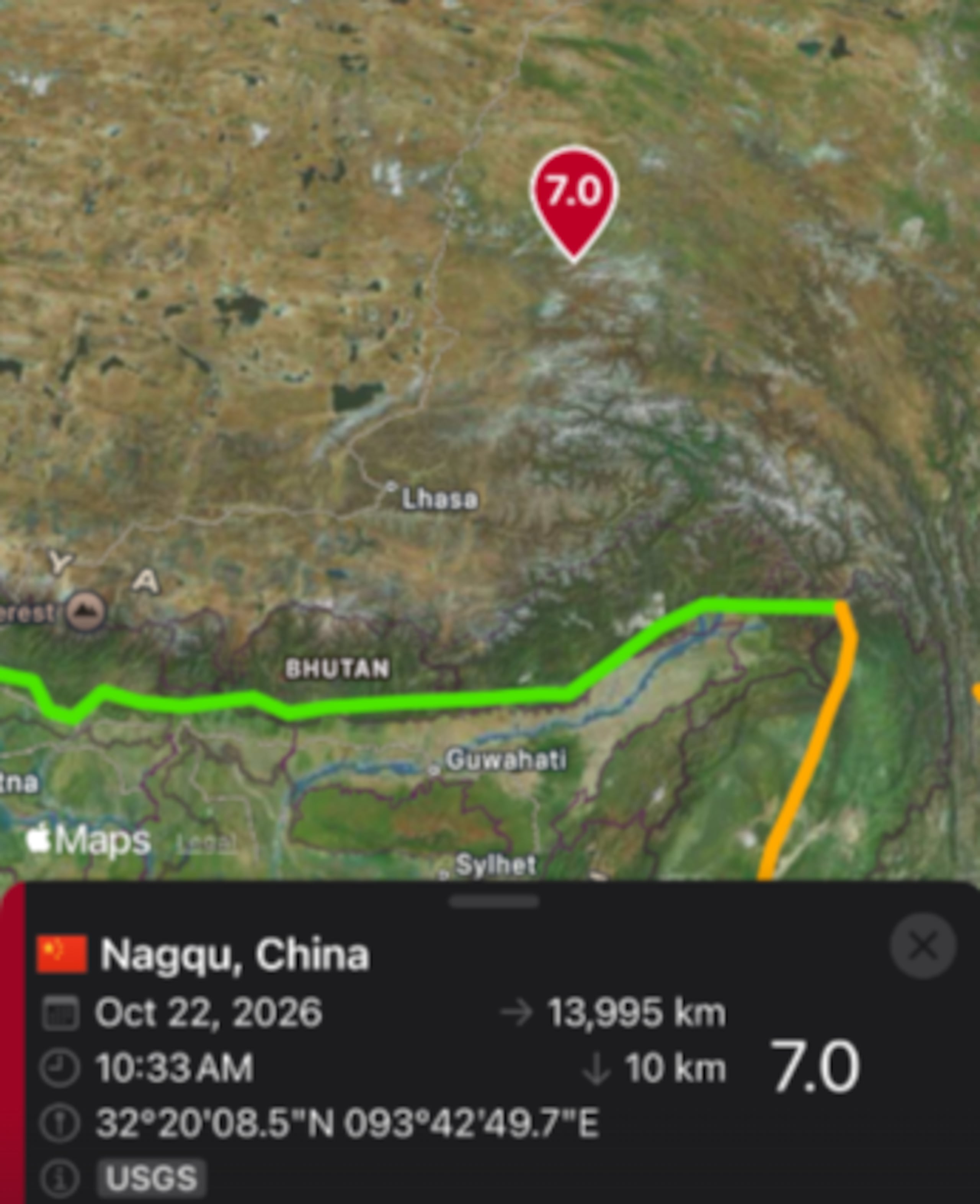 Terremoto de magnitud 7.0 sacude el Tíbet en China