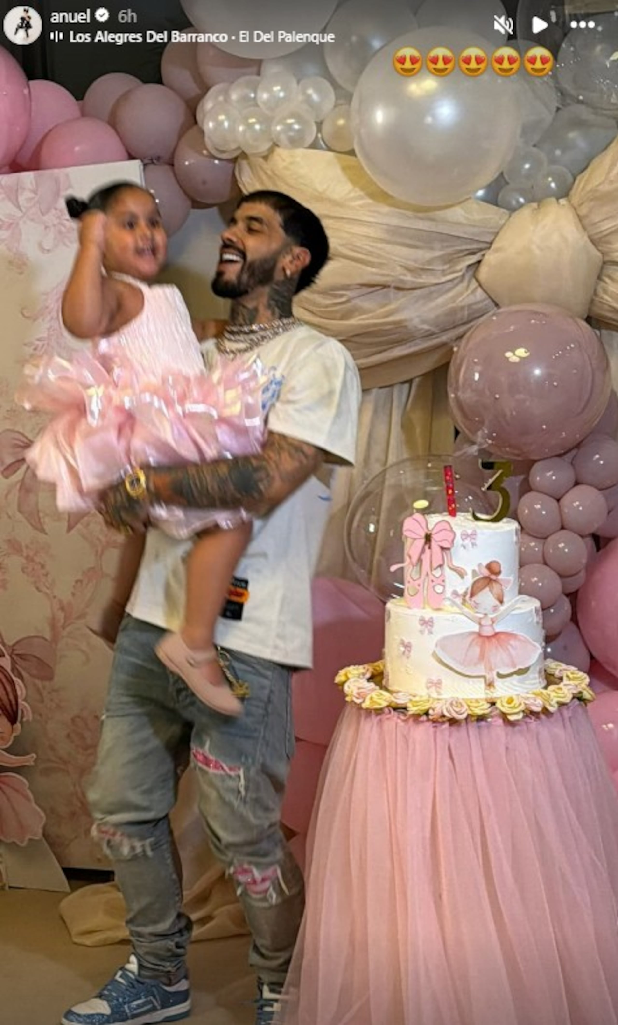 Anuel AA celebrando los tres añitos de su hija Cattleya, nacida en marzo de 2023.