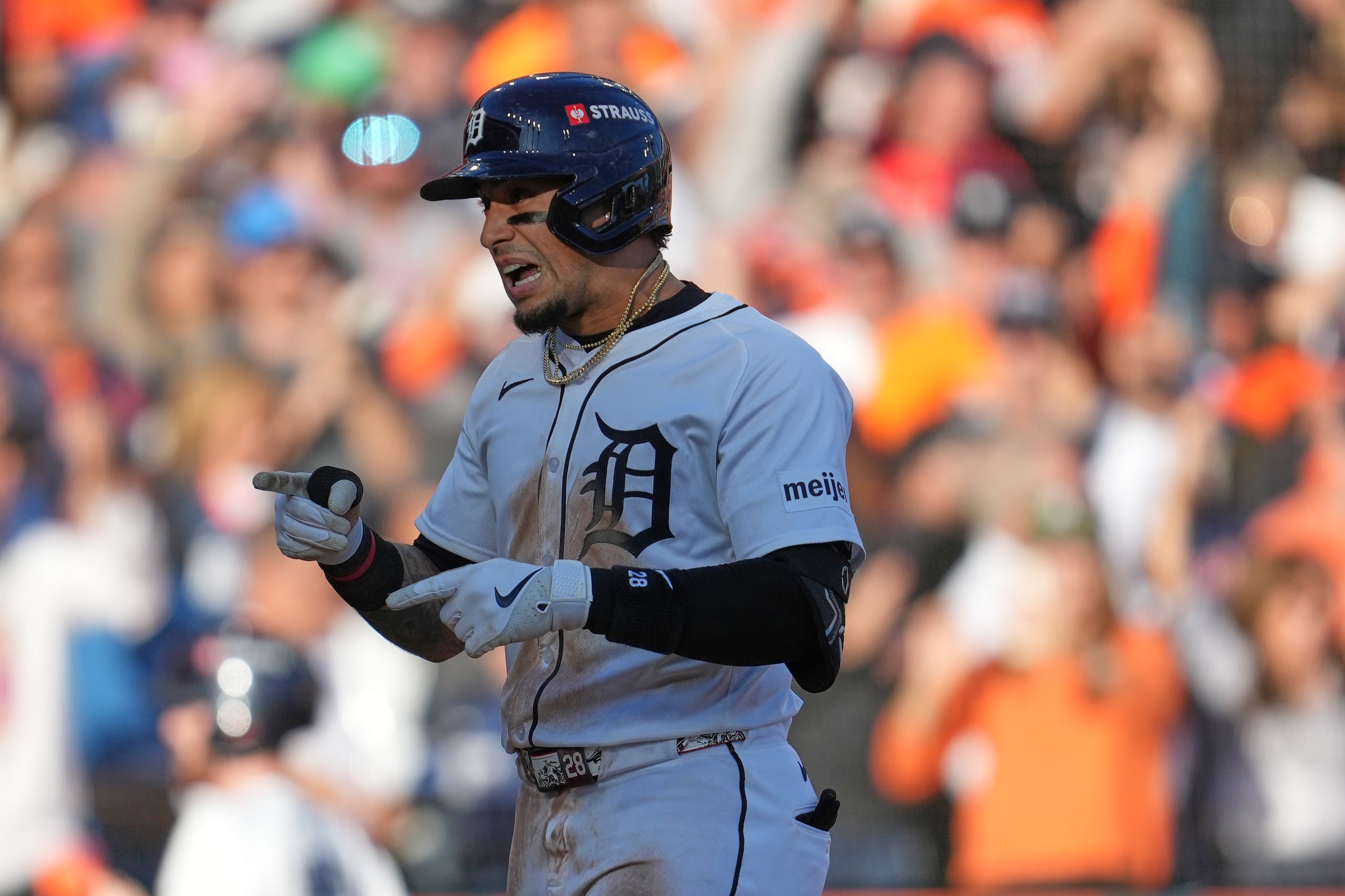 Javier Báez en el cuarto juego de la Serie Divisional de la Liga Americana entre los Tigers de Detroit y los Mariners de Seattle.